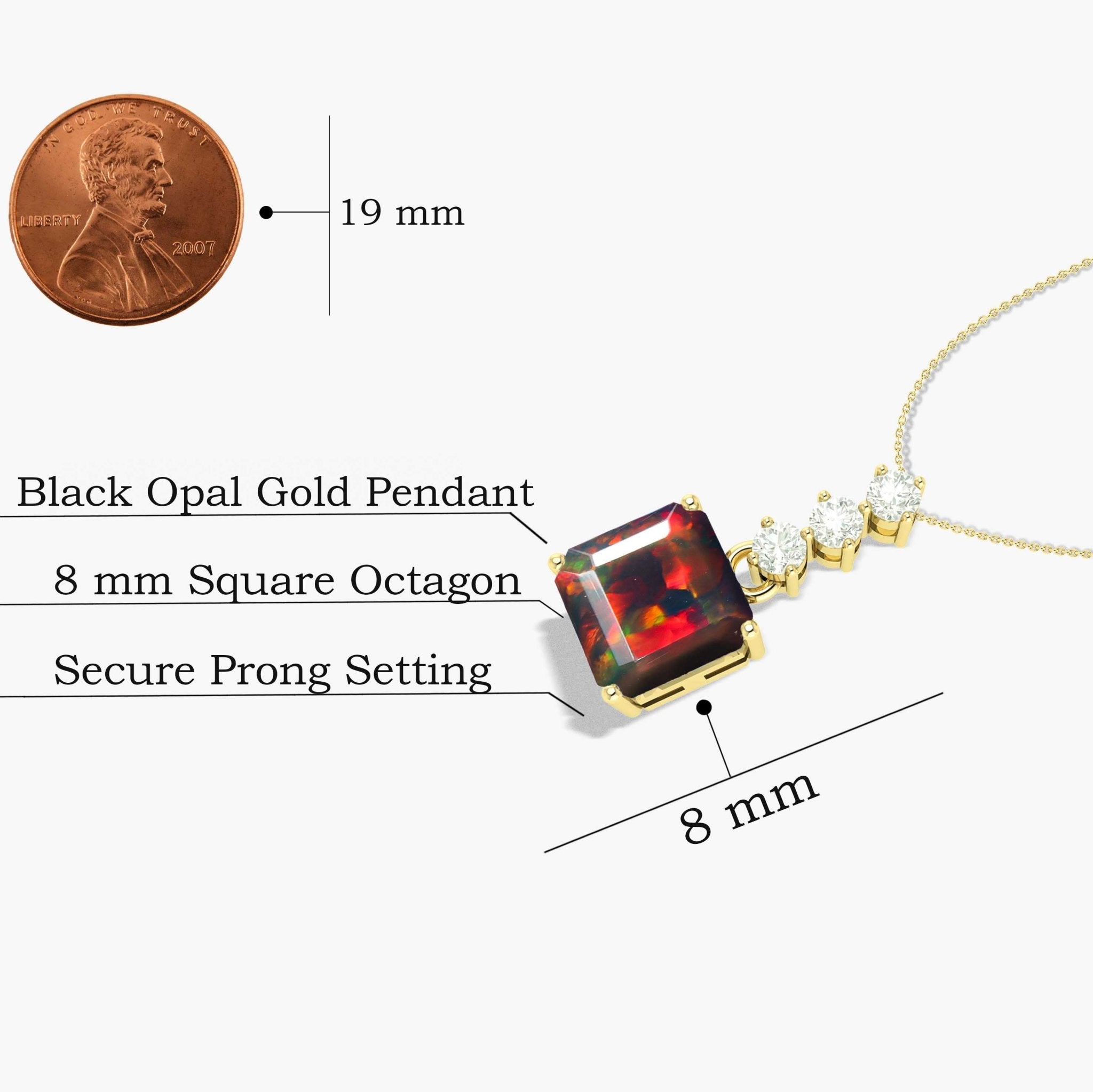 Multifire Black Opal Octagon Gemstone Pendant - Goodstone Jewels