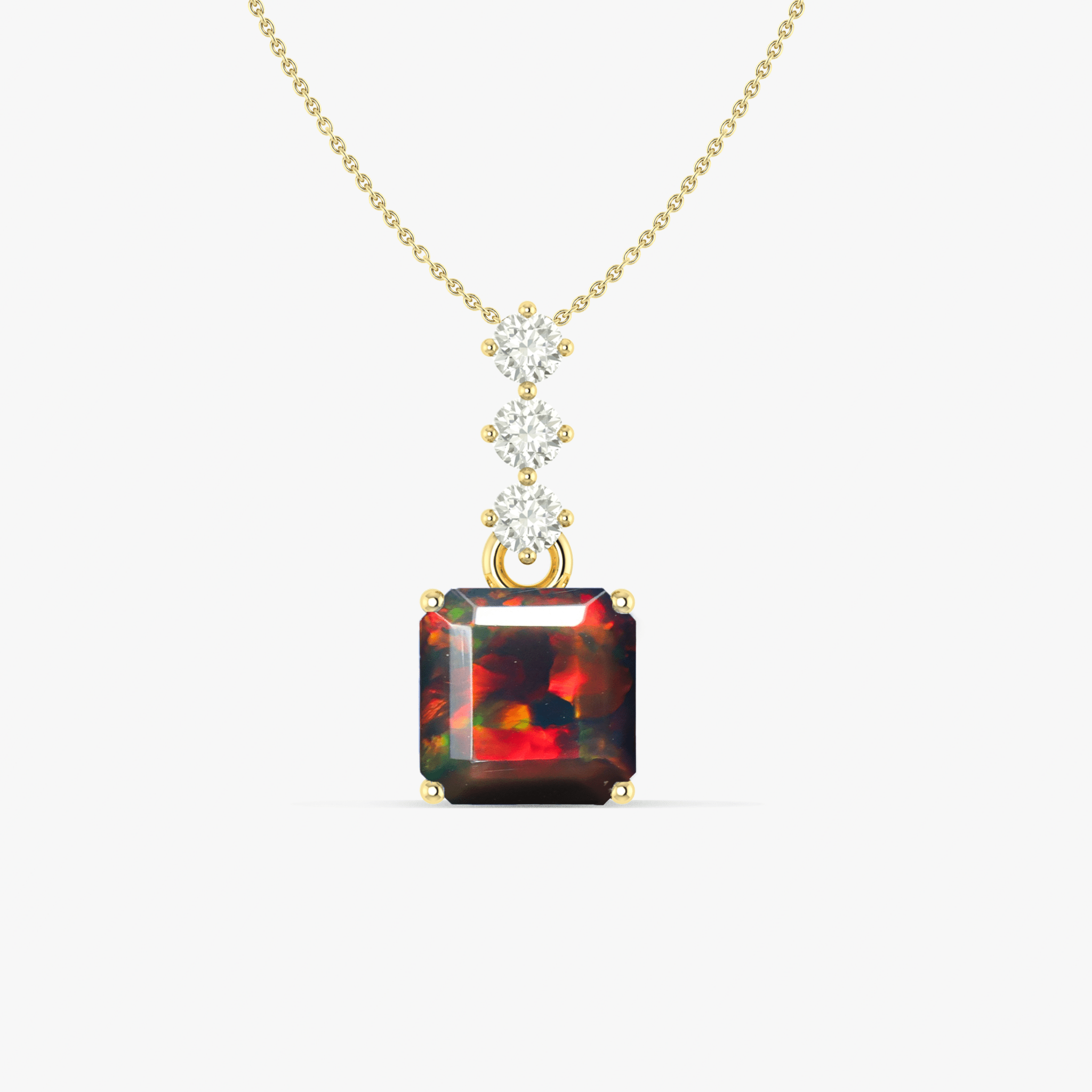Multifire Black Opal Octagon Gemstone Pendant - Goodstone Jewels