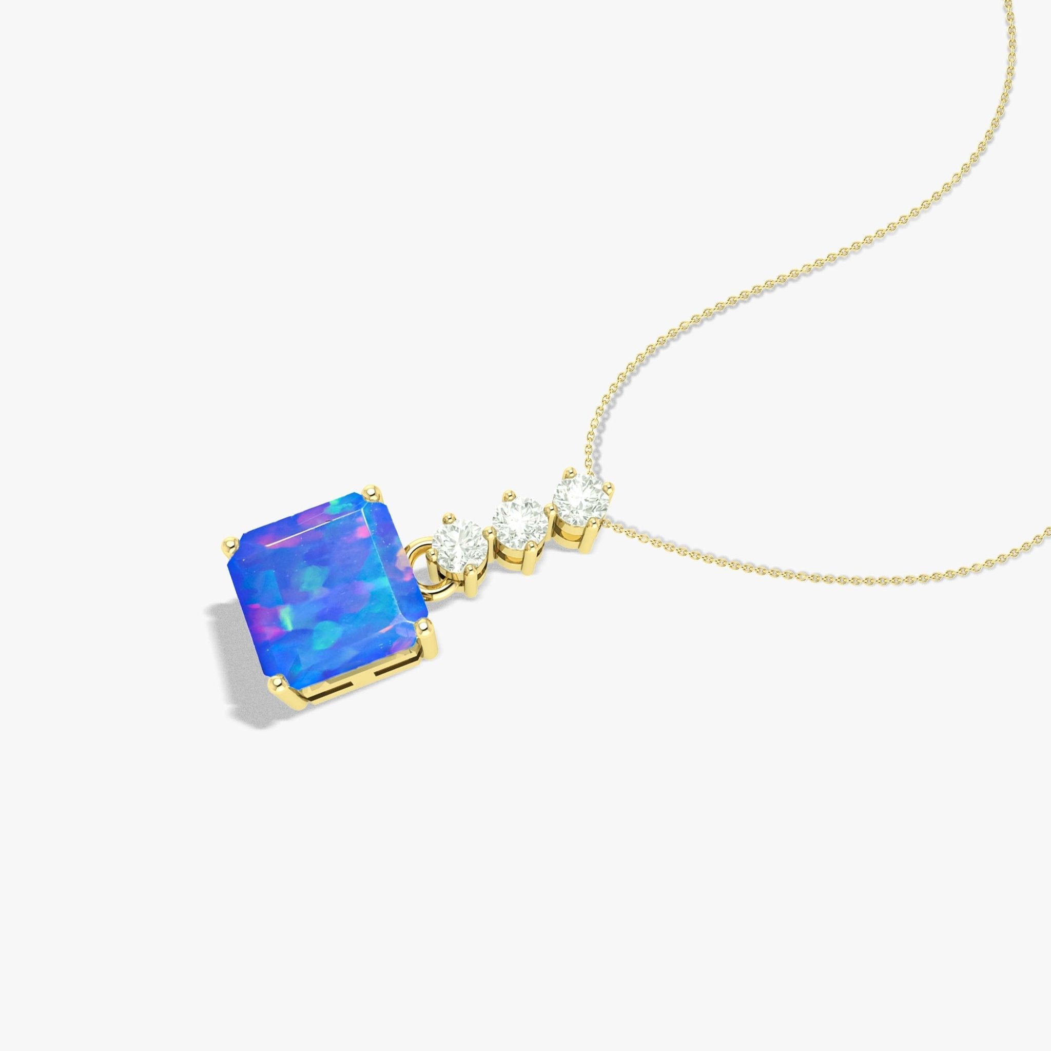 Multifire Blue Opal Octagon Gemstone Pendant - Goodstone Jewels
