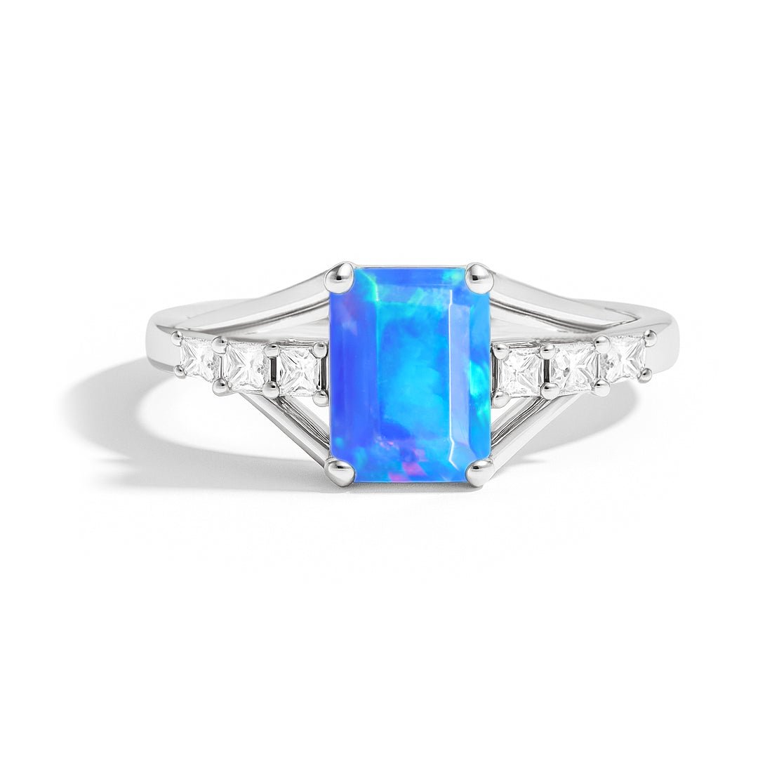Multifire Blue Opal Octagon Gemstone Statement Ring - Goodstone Jewels