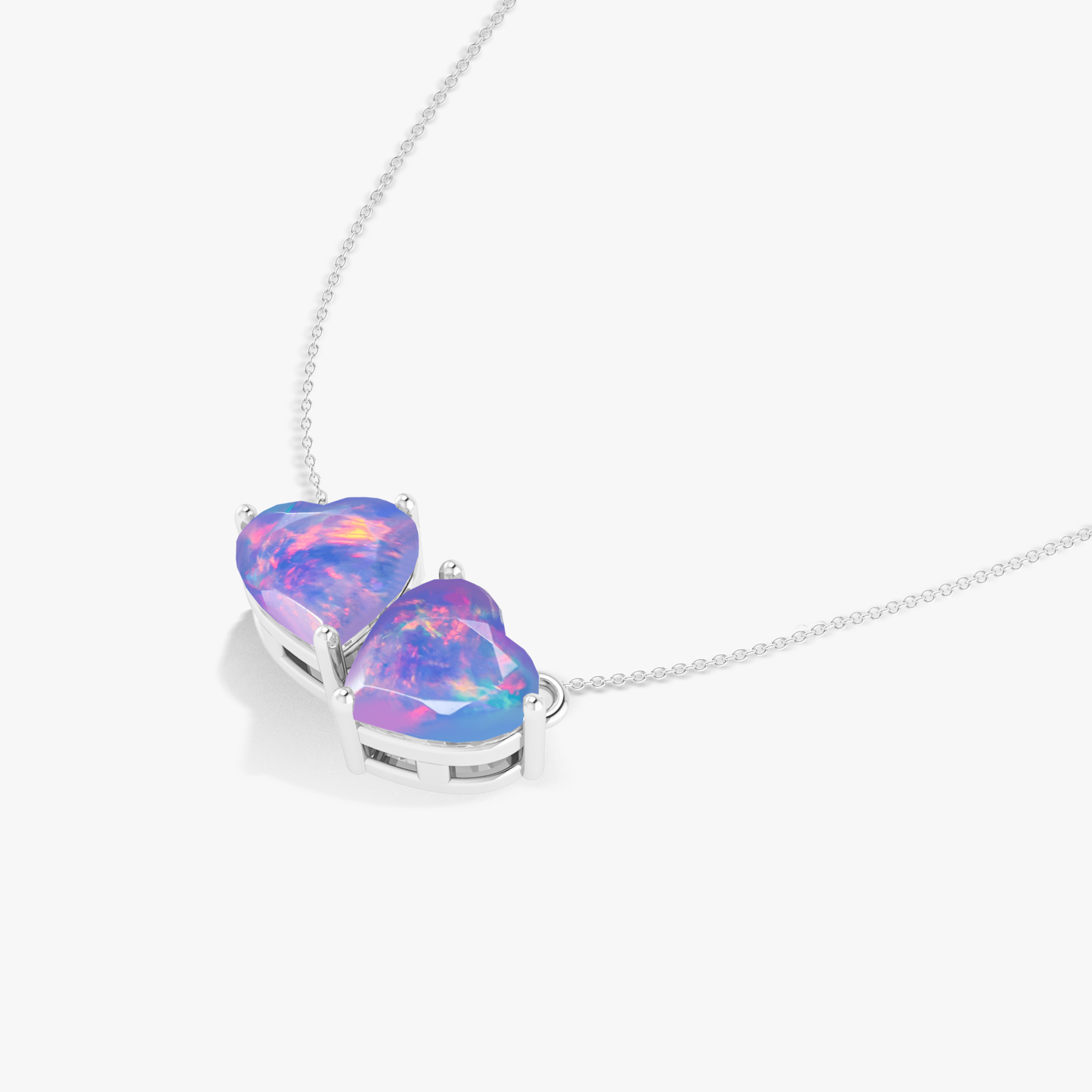 Multifire Lavender Opal Dual Heart Pendant - Goodstone Jewels