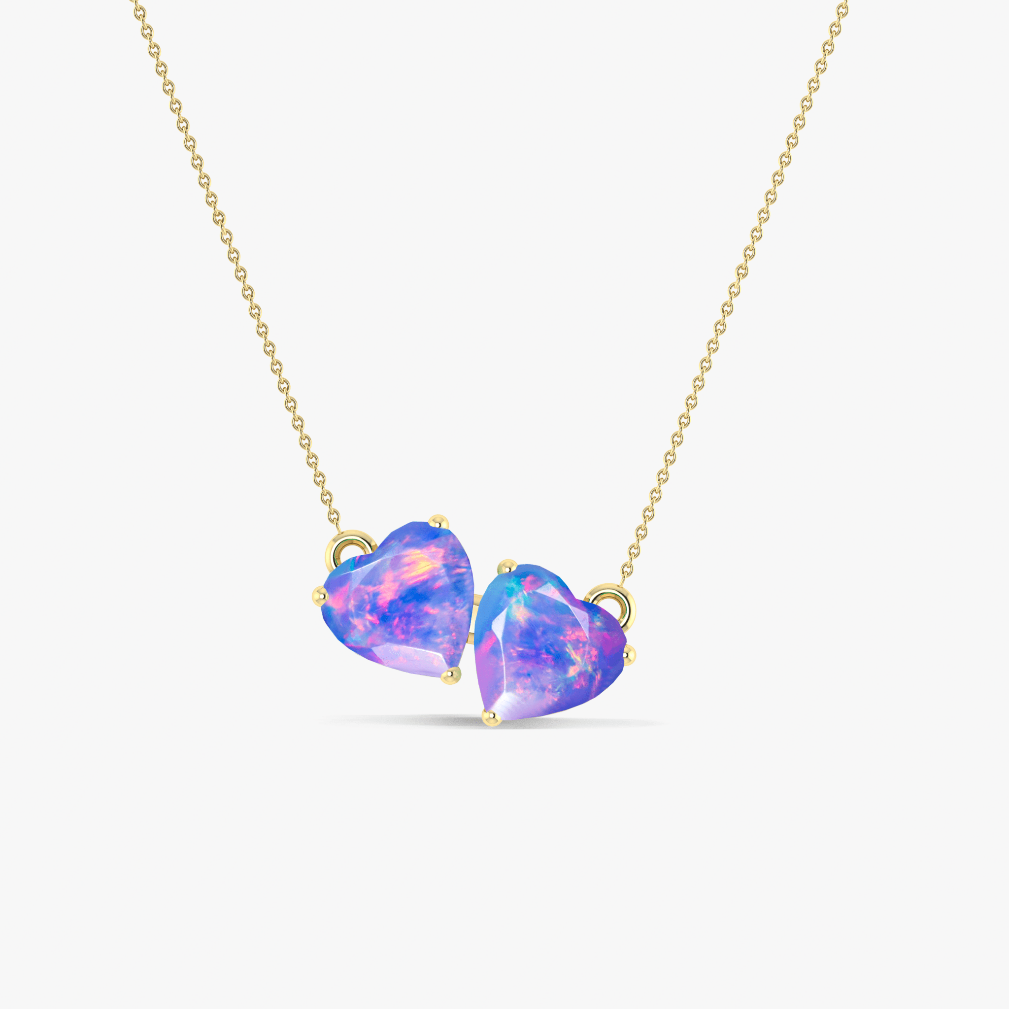 Multifire Lavender Opal Dual Heart Pendant - Goodstone Jewels