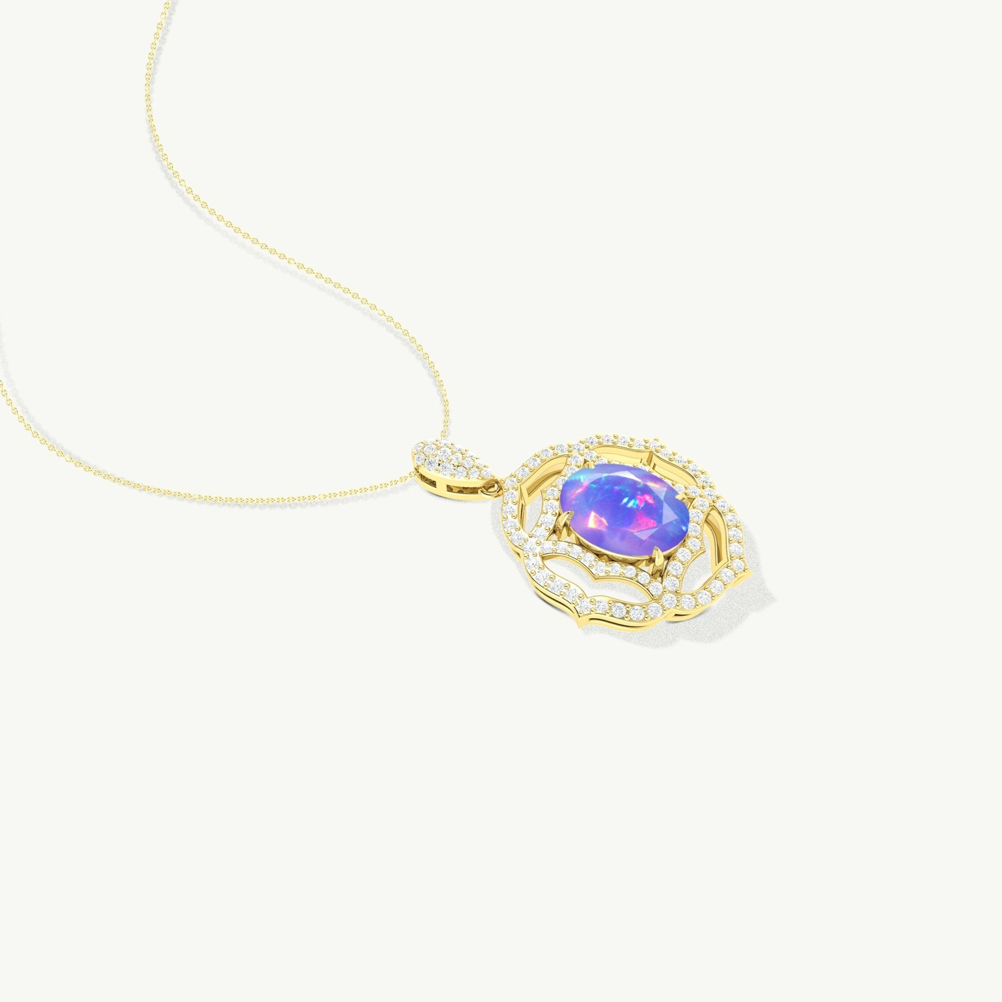 Multifire Lavender Opal Gemstone Charm Pendant Necklace - Goodstone Jewels