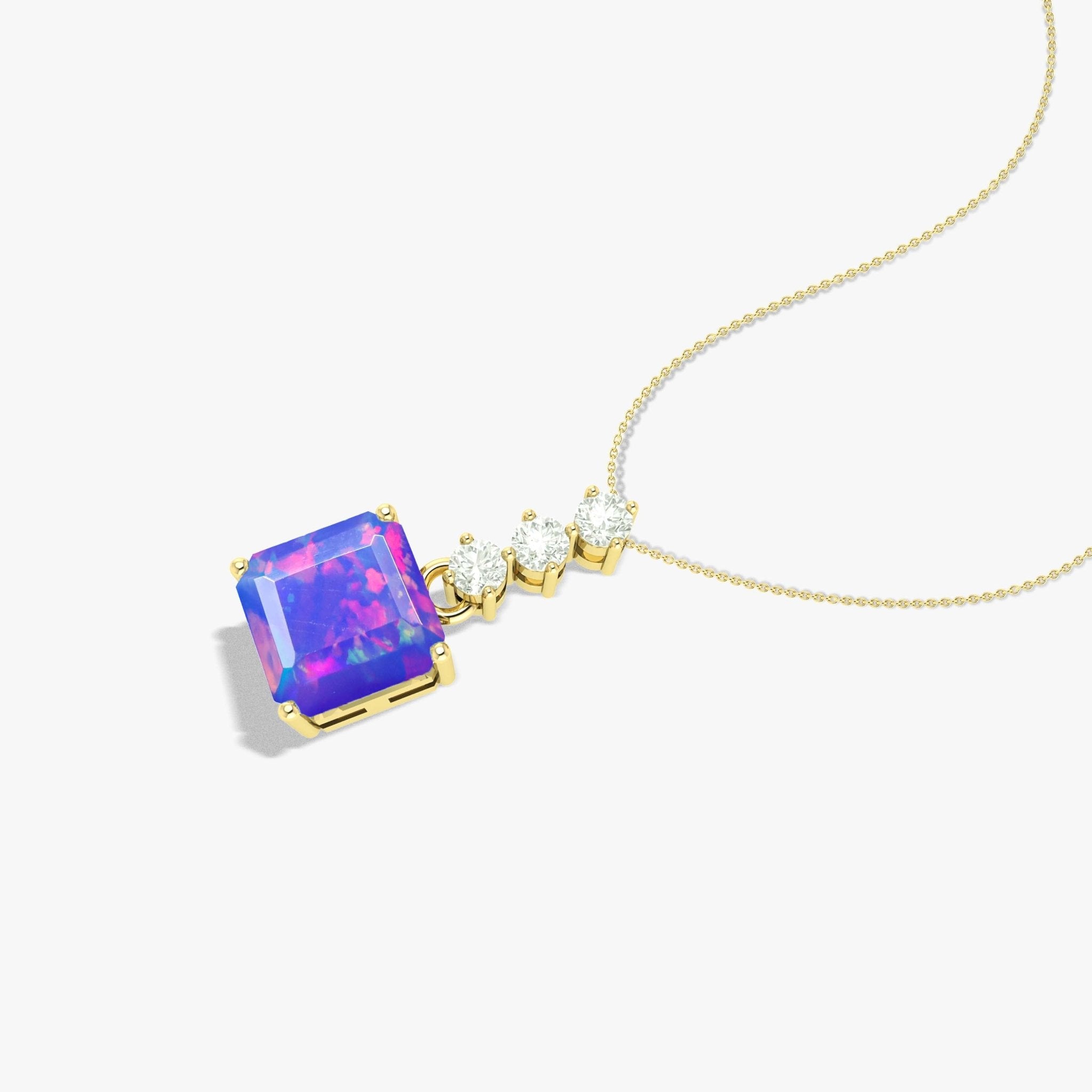 Multifire Lavender Opal Octagon Gemstone Pendant - Goodstone Jewels