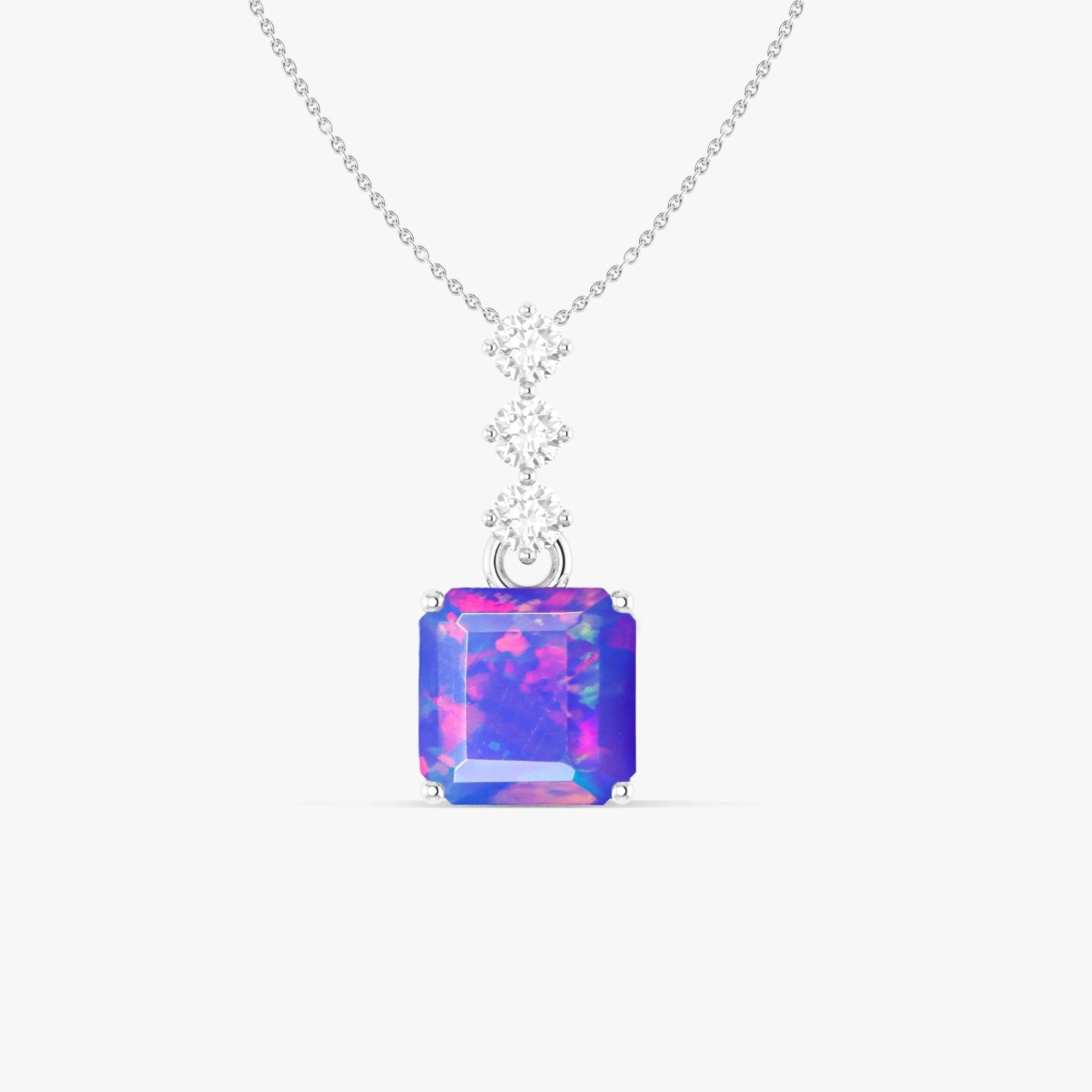 Multifire Lavender Opal Octagon Gemstone Pendant - Goodstone Jewels