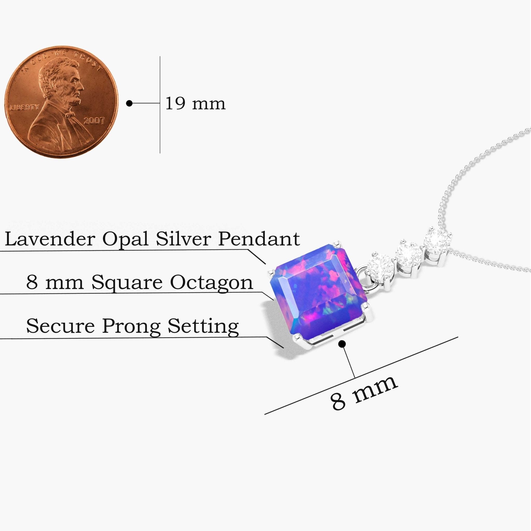 Multifire Lavender Opal Octagon Gemstone Pendant - Goodstone Jewels