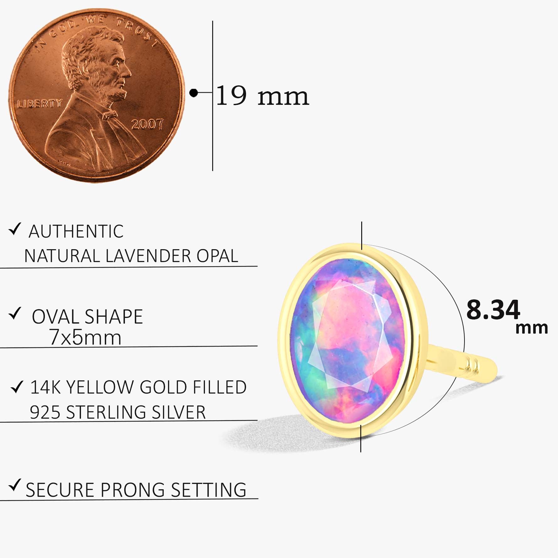 Multifire Lavender Oval Opal Stud Earring - Goodstone Jewels