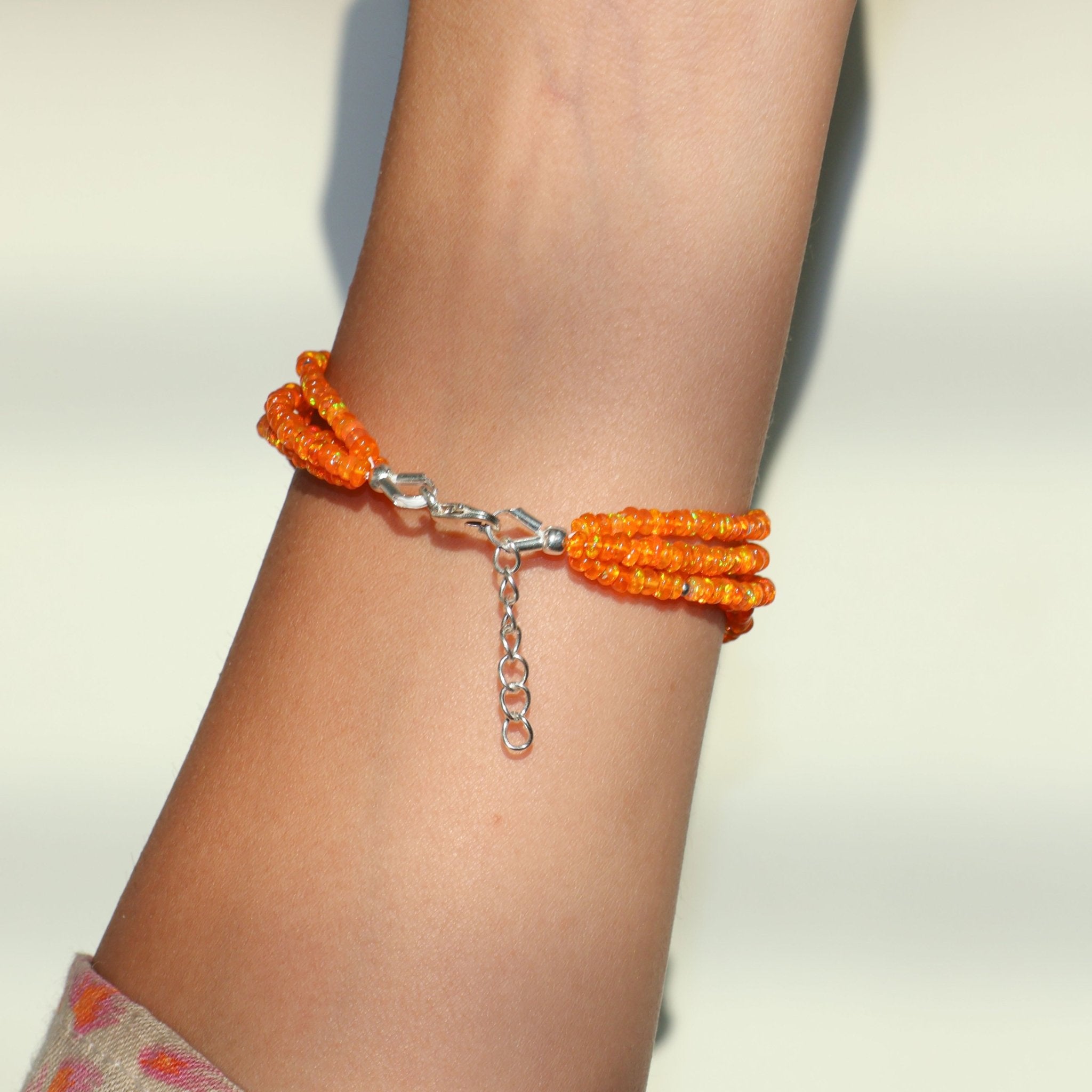 Multifire Orange Opal Four Strand Beaded Handmade Bracelet - Goodstone Jewels