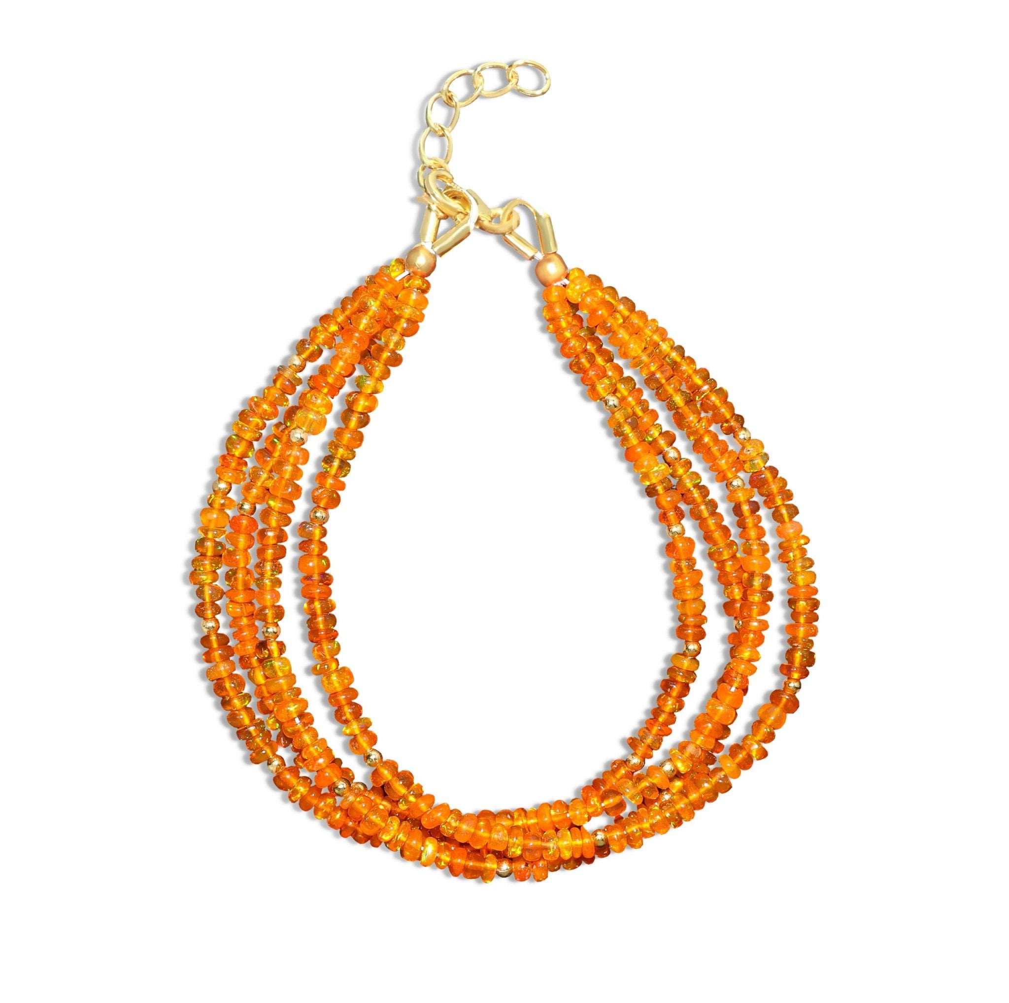 Multifire Orange Opal Four Strand Beaded Handmade Bracelet - Goodstone Jewels
