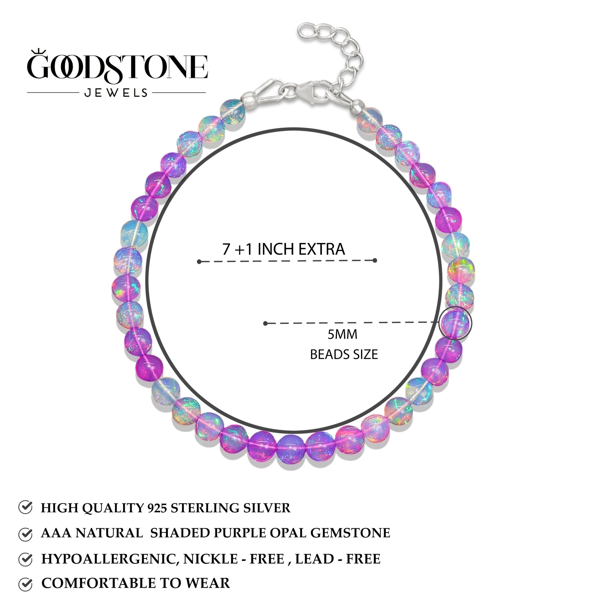 Multifire Purple Shaded Opal Round Beads Bracelet for Women - Goodstone Jewels