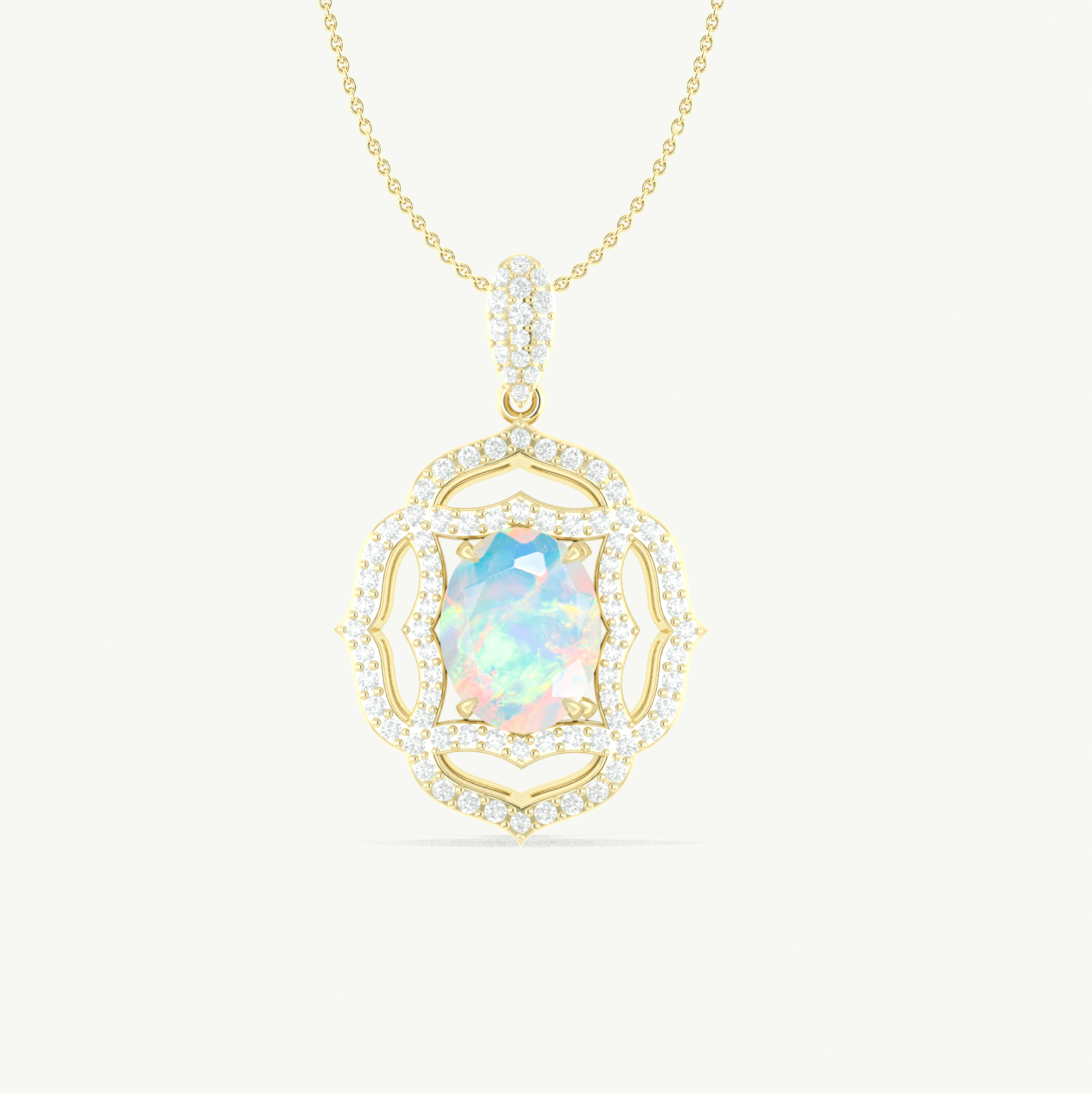Multifire White Opal Gemstone Charm Pendant Necklace - Goodstone Jewels