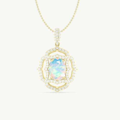 Multifire White Opal Gemstone Charm Pendant Necklace