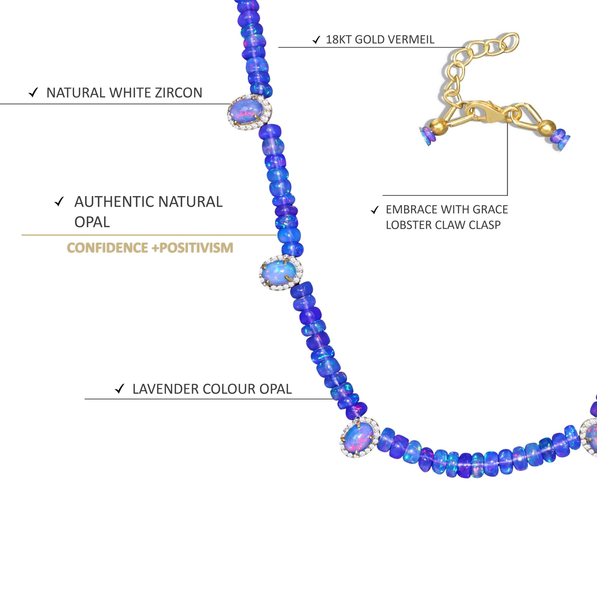Multiple Oval Charm Plain Beaded Necklace Natural Lavender Opal - Goodstone Jewels