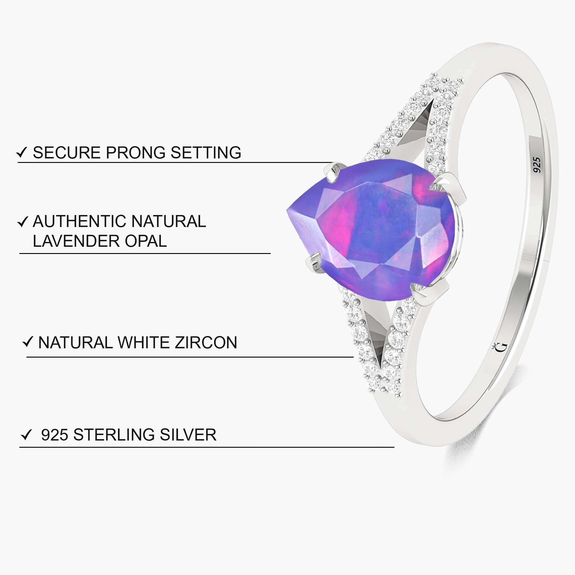 Natural Black fire Pear opal Wedding and Engagement ring - Goodstone Jewels