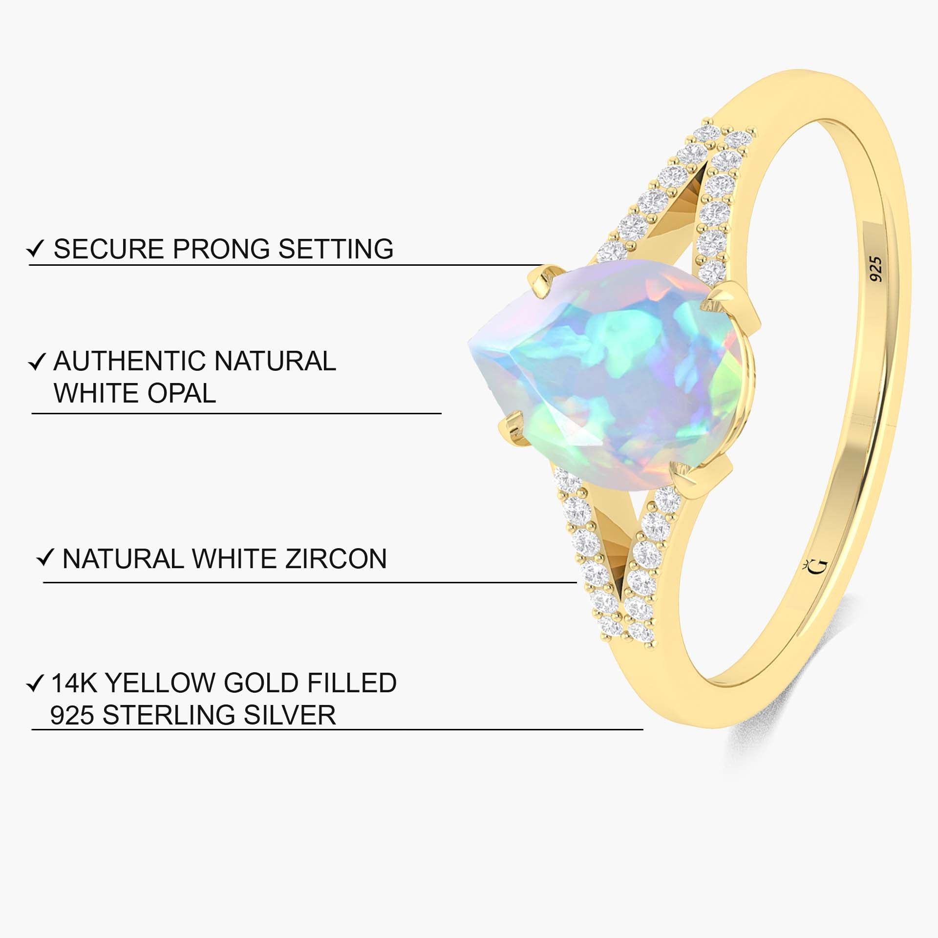 Natural Black fire Pear opal Wedding and Engagement ring - Goodstone Jewels