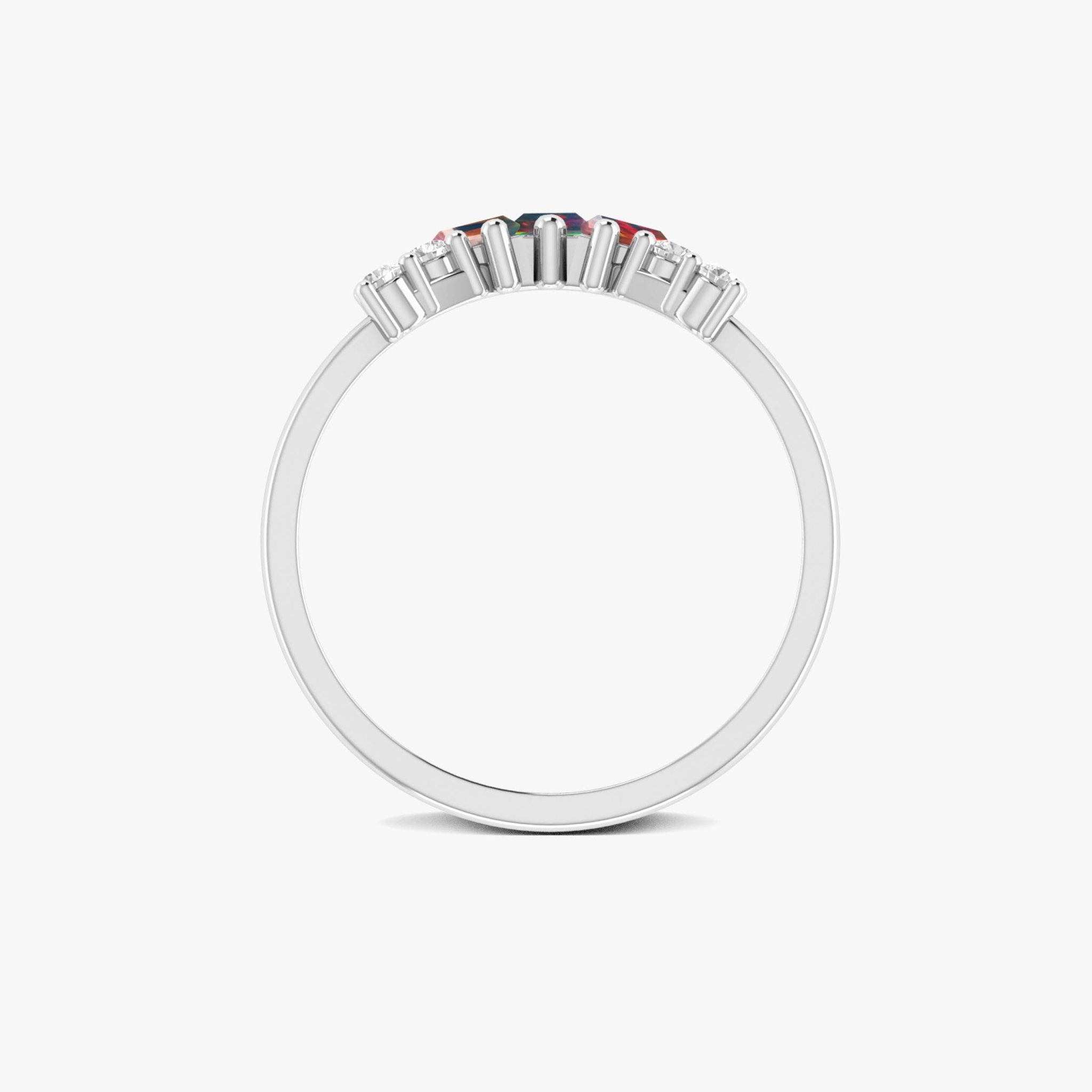 Natural Black Opal Baguette Stone Wishbone Crown Style Ring - Goodstone Jewels