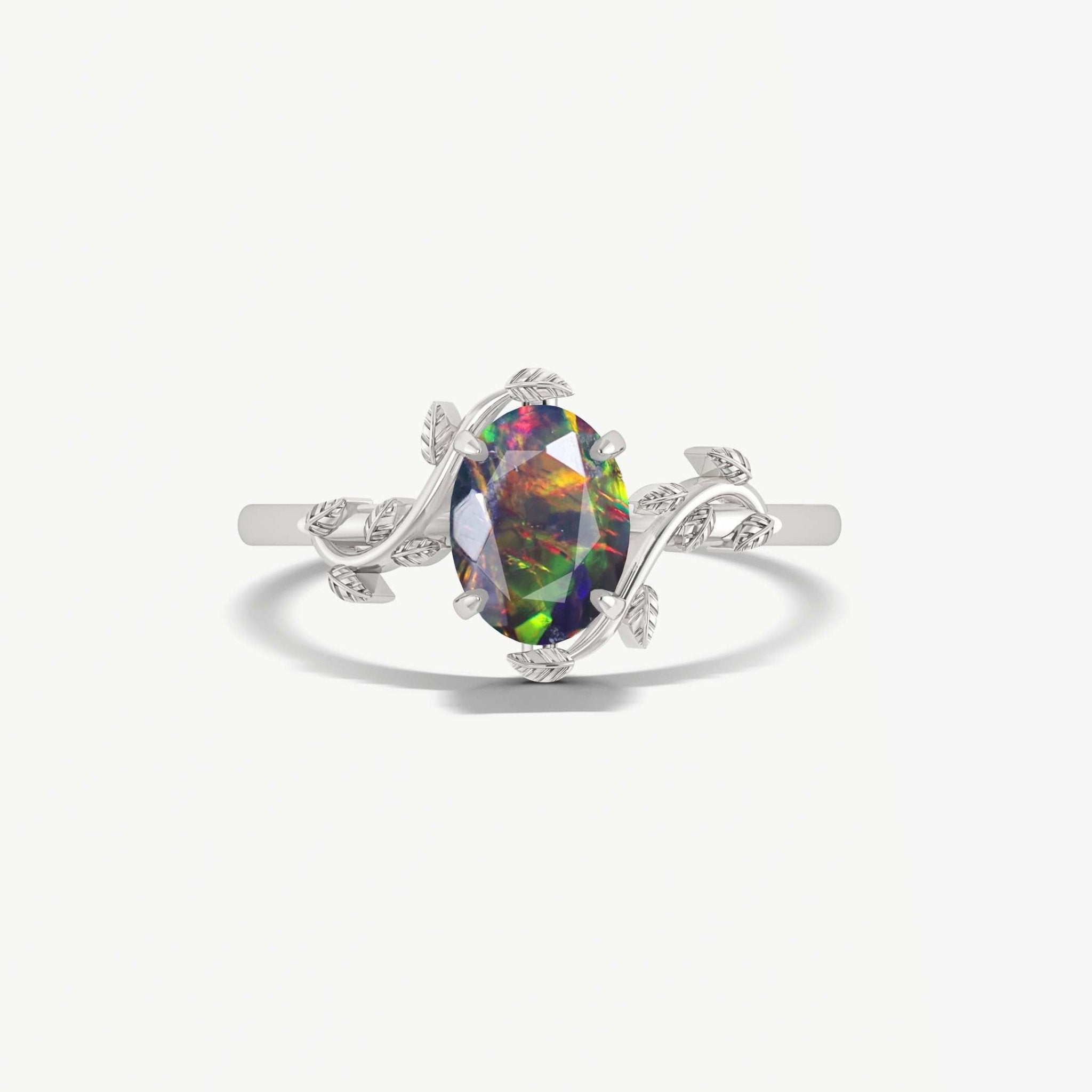Natural Black Opal Bypass Leaf Style Ring - Goodstone Jewels