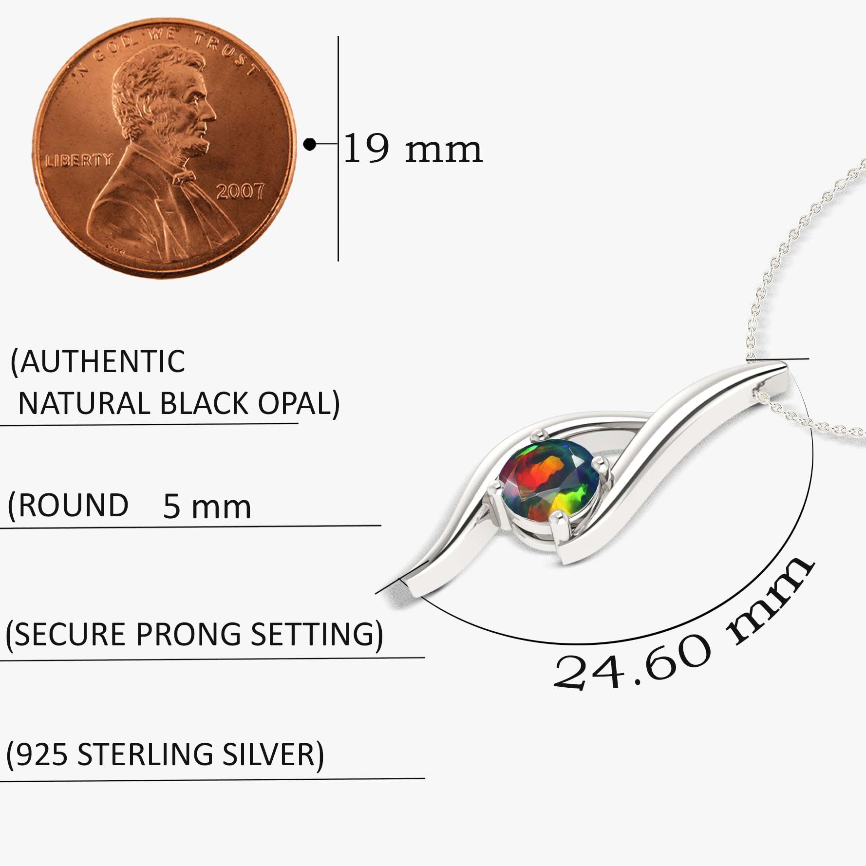 Natural Black Opal Bypass Pendant Chain Necklace - Goodstone Jewels