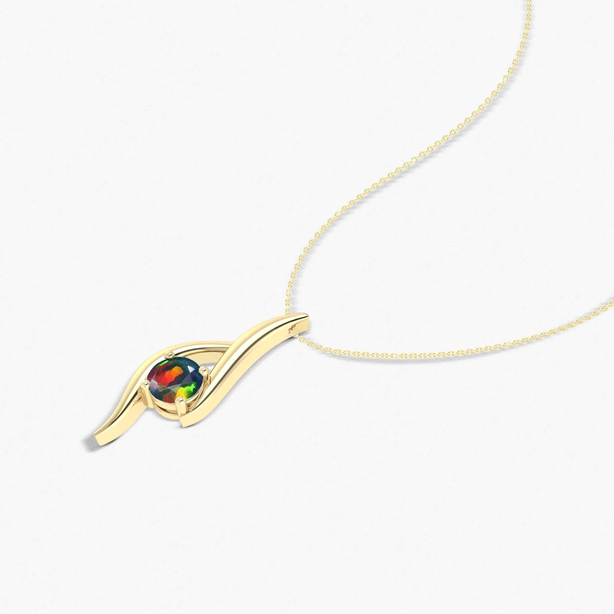Natural Black Opal Bypass Pendant Chain Necklace - Goodstone Jewels