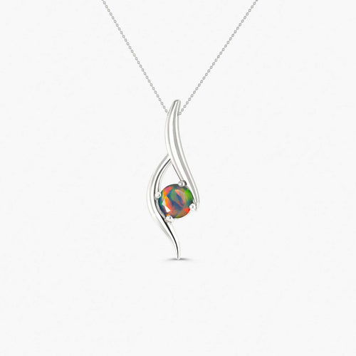 Natural Black Opal Bypass Pendant Chain Necklace