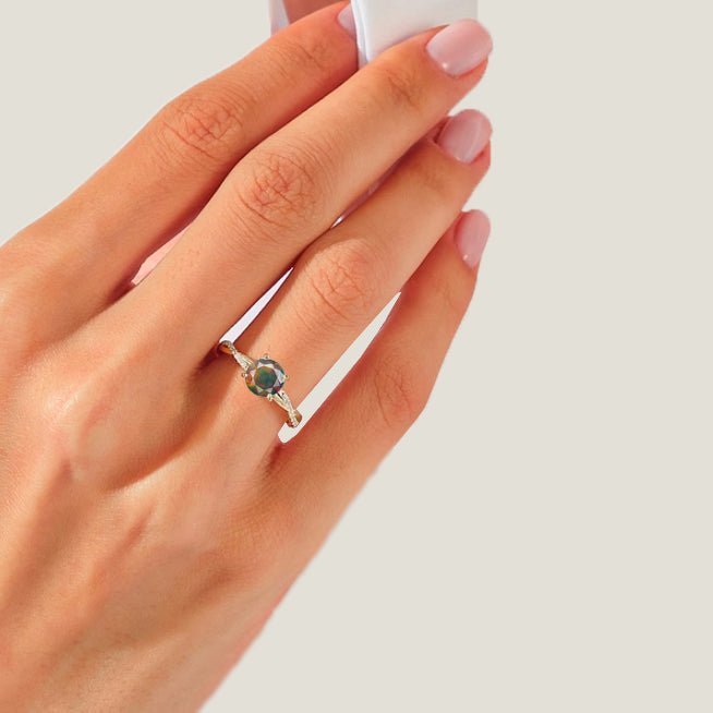 Natural Black Opal Crossover Ring for Womens Birthstone Jewelry - Goodstone Jewels