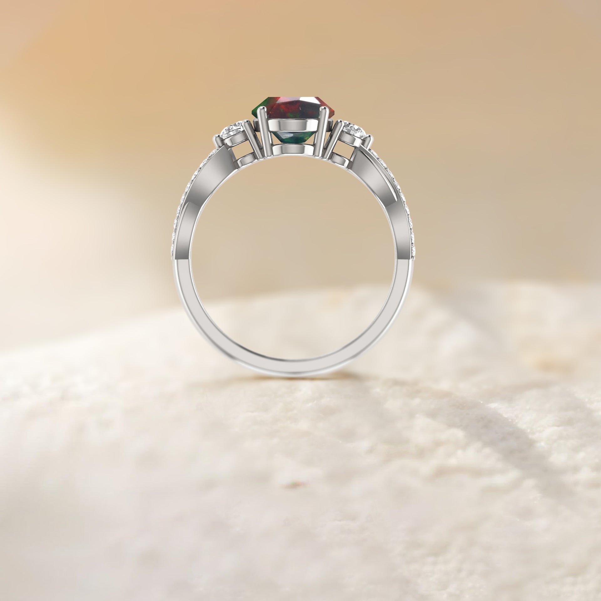 Natural Black Opal Engagement Solitaire Ring - Goodstone Jewels