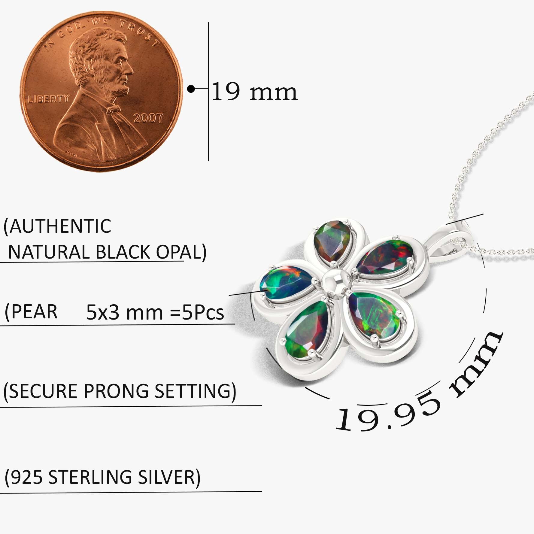 Natural Black Opal Flower Style Pendant Chain Necklace - Goodstone Jewels