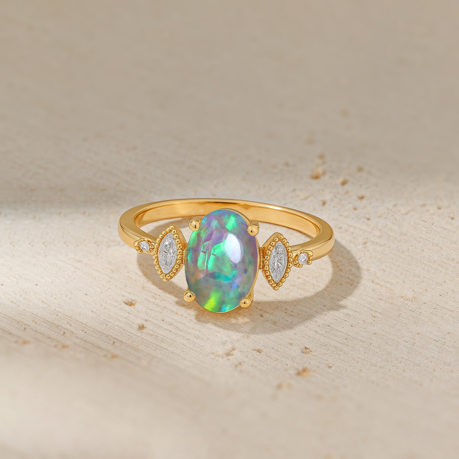 Natural Black Opal Gemstone Statement Ring for Her - Goodstone Jewels