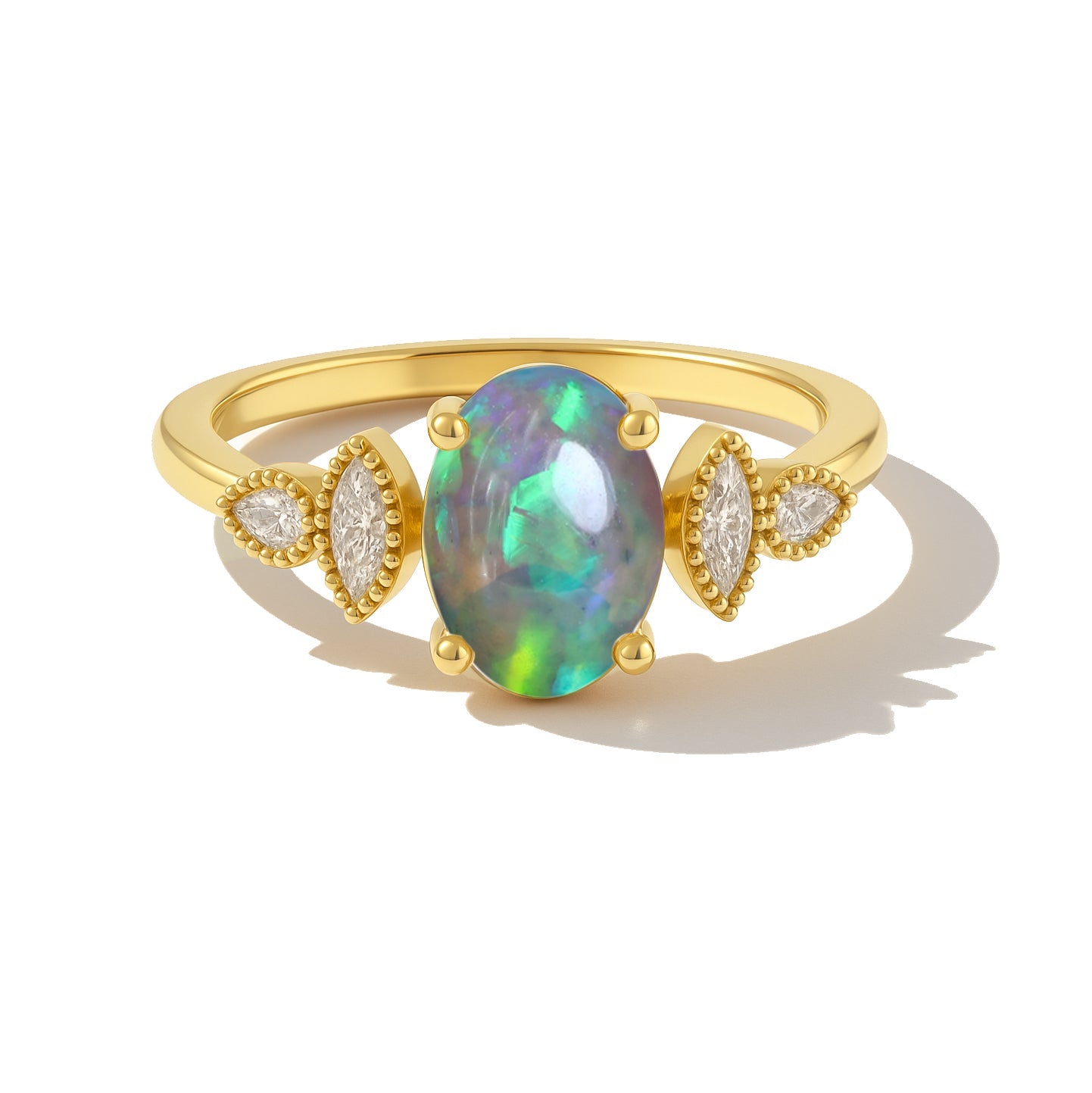 Black opal ring in gold plated style