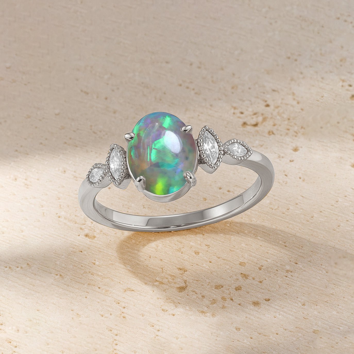 Natural Black Opal Gemstone Statement Ring for Her - Goodstone Jewels
