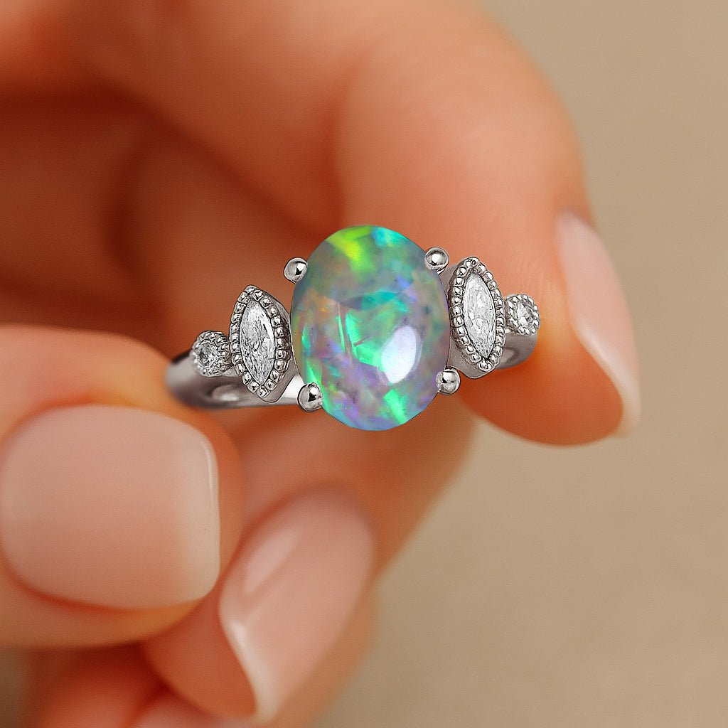 Natural Black Opal Gemstone Statement Ring for Her - Goodstone Jewels