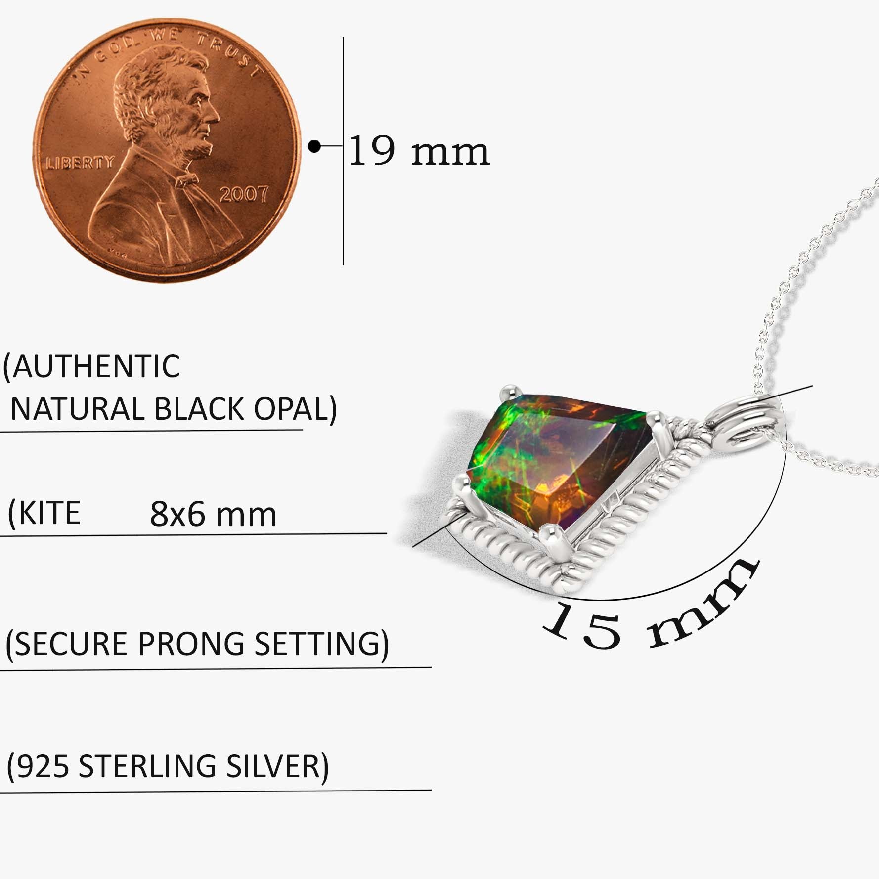 Natural Black Opal Kite Style Chain Pendant Necklace - Goodstone Jewels