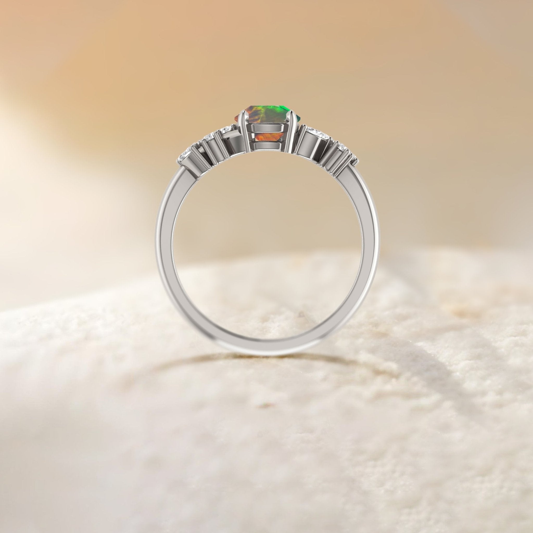 Natural Black Opal Leaf Style Statement Ring For Her - Goodstone Jewels