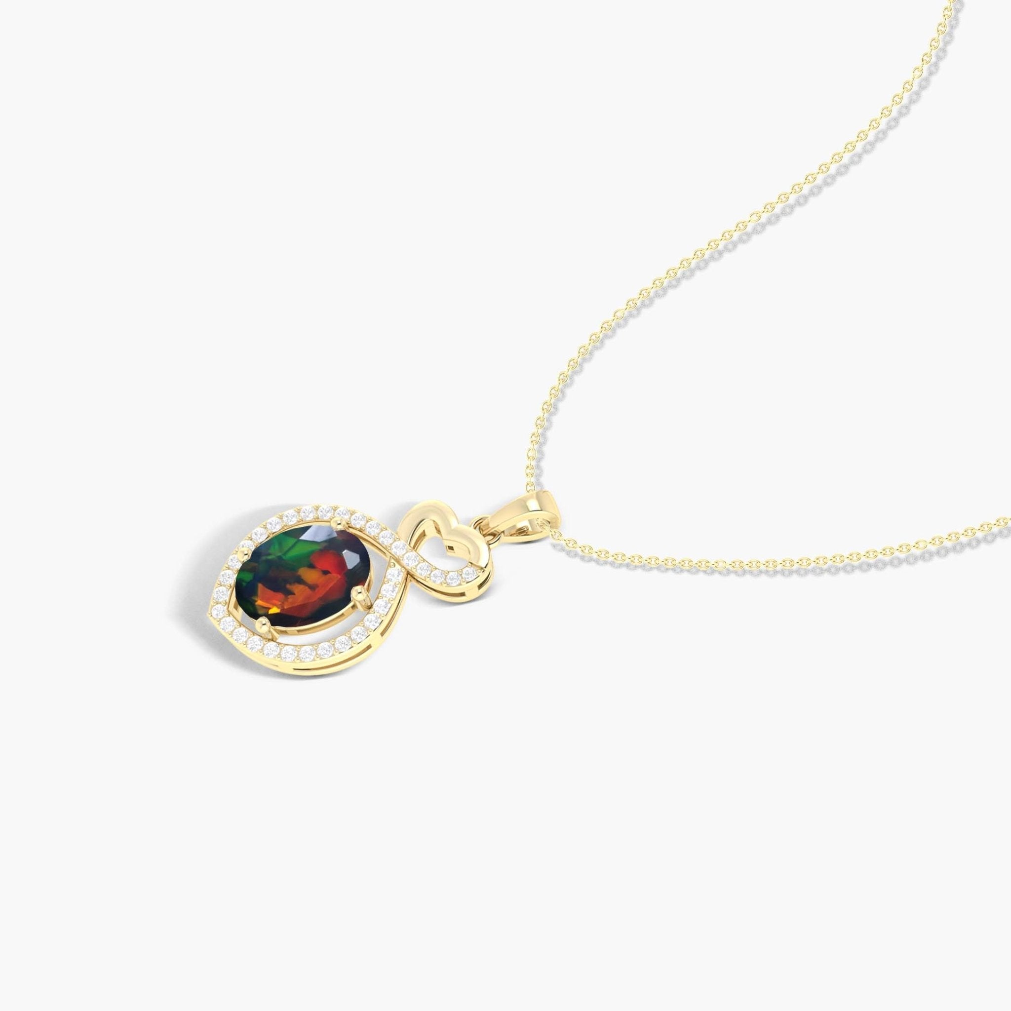 Natural Black Opal Mini Heart Style Chain Pendant Necklace - Goodstone Jewels