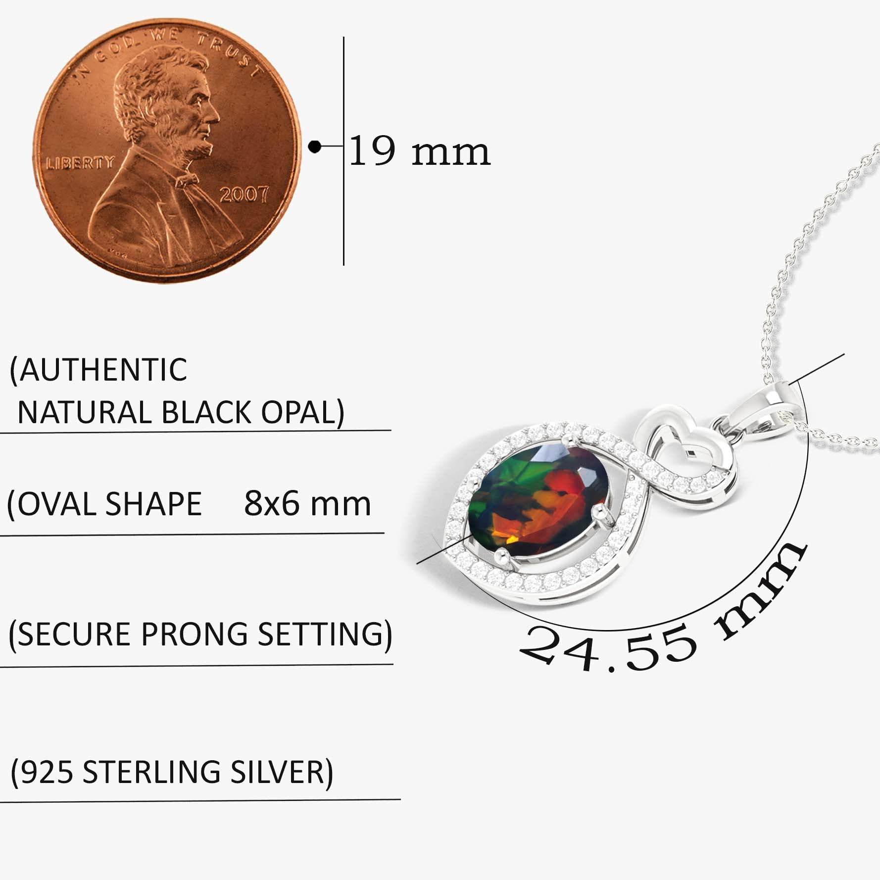 Natural Black Opal Mini Heart Style Chain Pendant Necklace - Goodstone Jewels