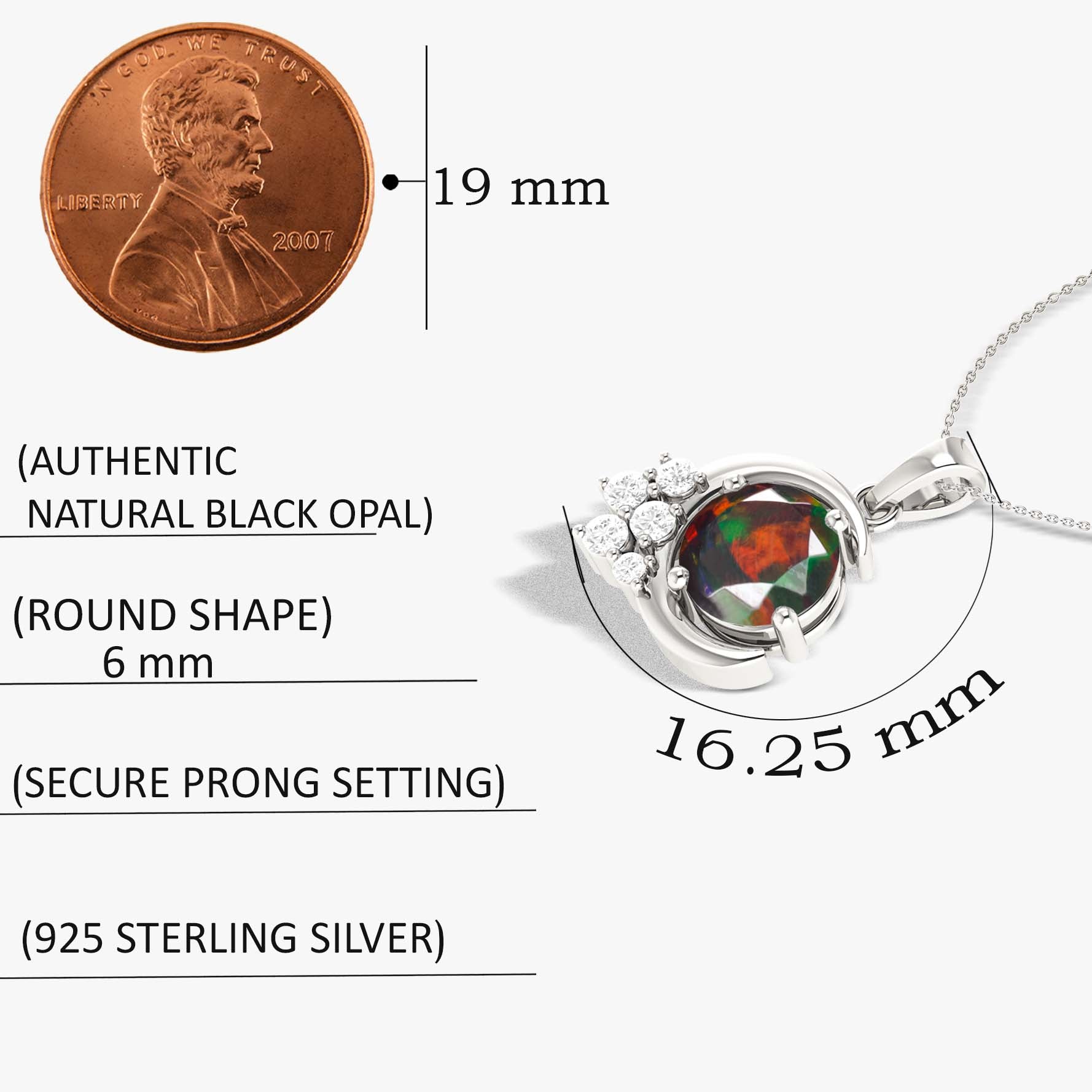 Natural Black Opal Moon Charm Pendant Necklace - Goodstone Jewels