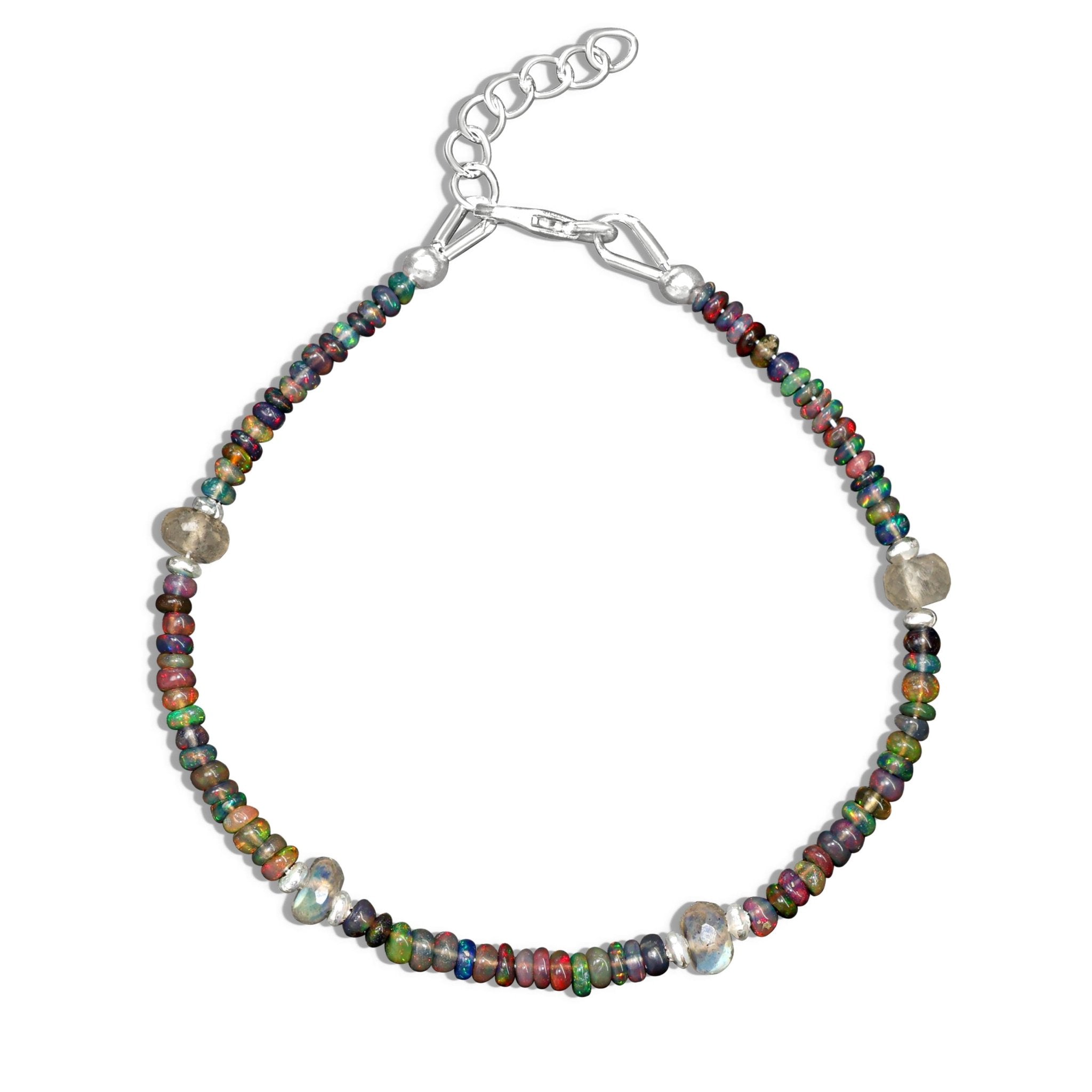 Natural Black Opal & Moonstone Dual Beaded Bracelet - Goodstone Jewels