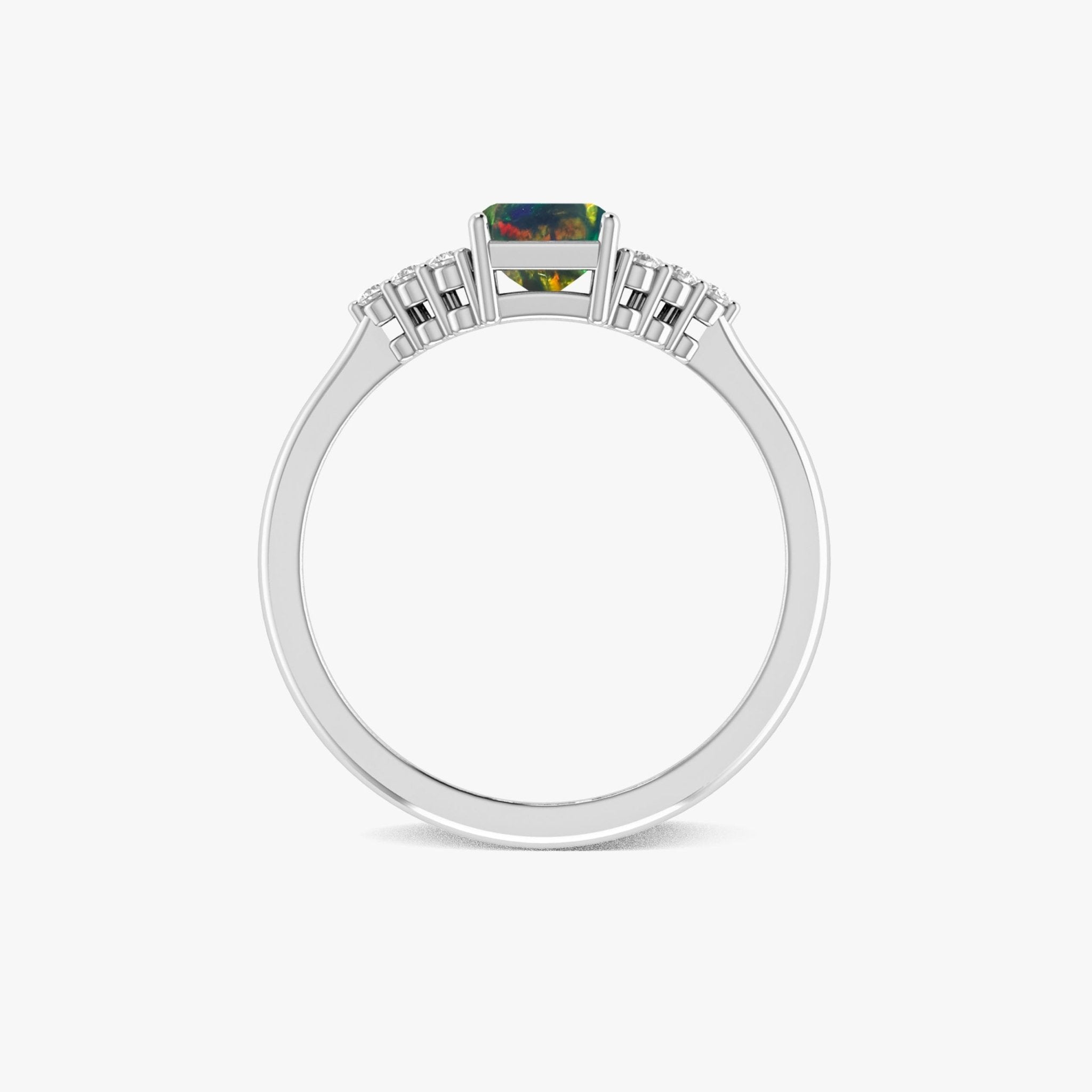 Natural Black Opal Octagon Stone Solitaire Ring in Yellow Gold Filled & Sterling Silver - Goodstone Jewels