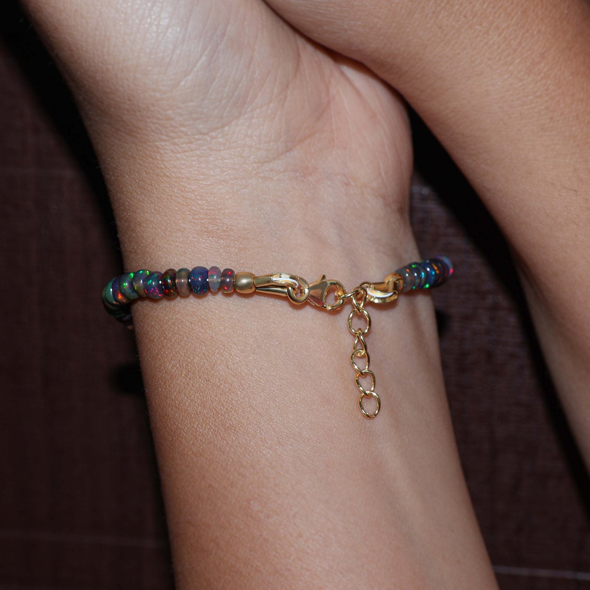 Natural Black Opal Plain Beaded Bracelet Handmade Jewelry - Goodstone Jewels