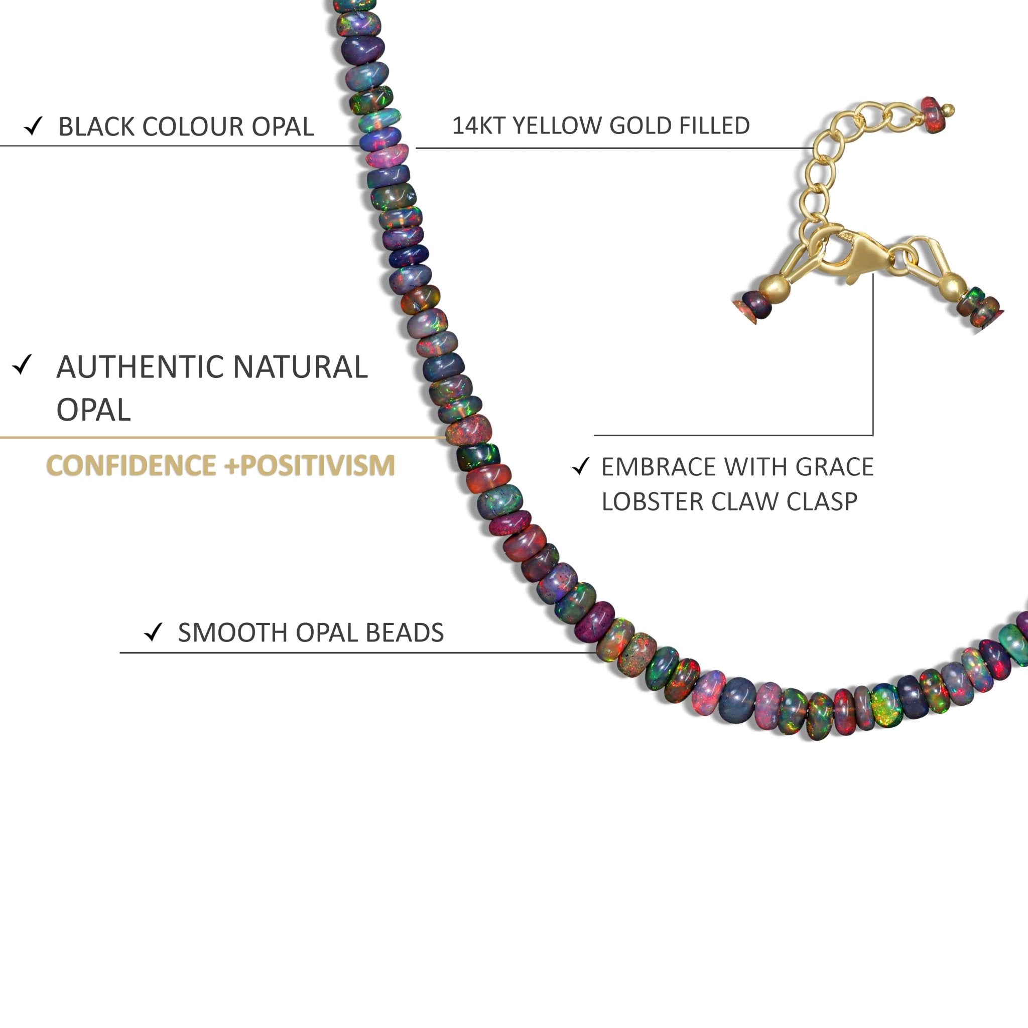 Natural Black Opal Plain Beaded Necklace for Women - Goodstone Jewels