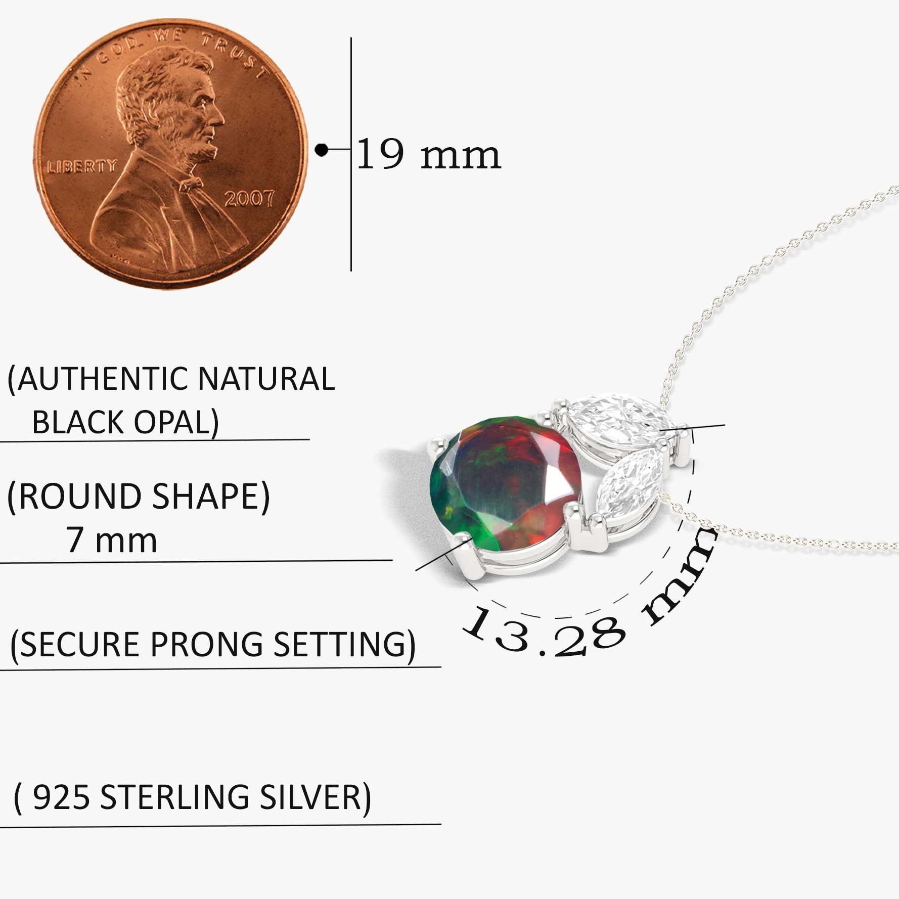 Natural Black Opal Round Stone Minimalist Chain Pendant Necklace - Goodstone Jewels