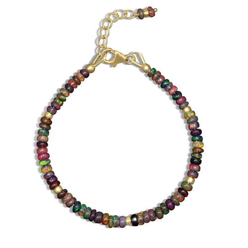 Natural Black Opal Separator Bead Strand Rondelle Bracelet