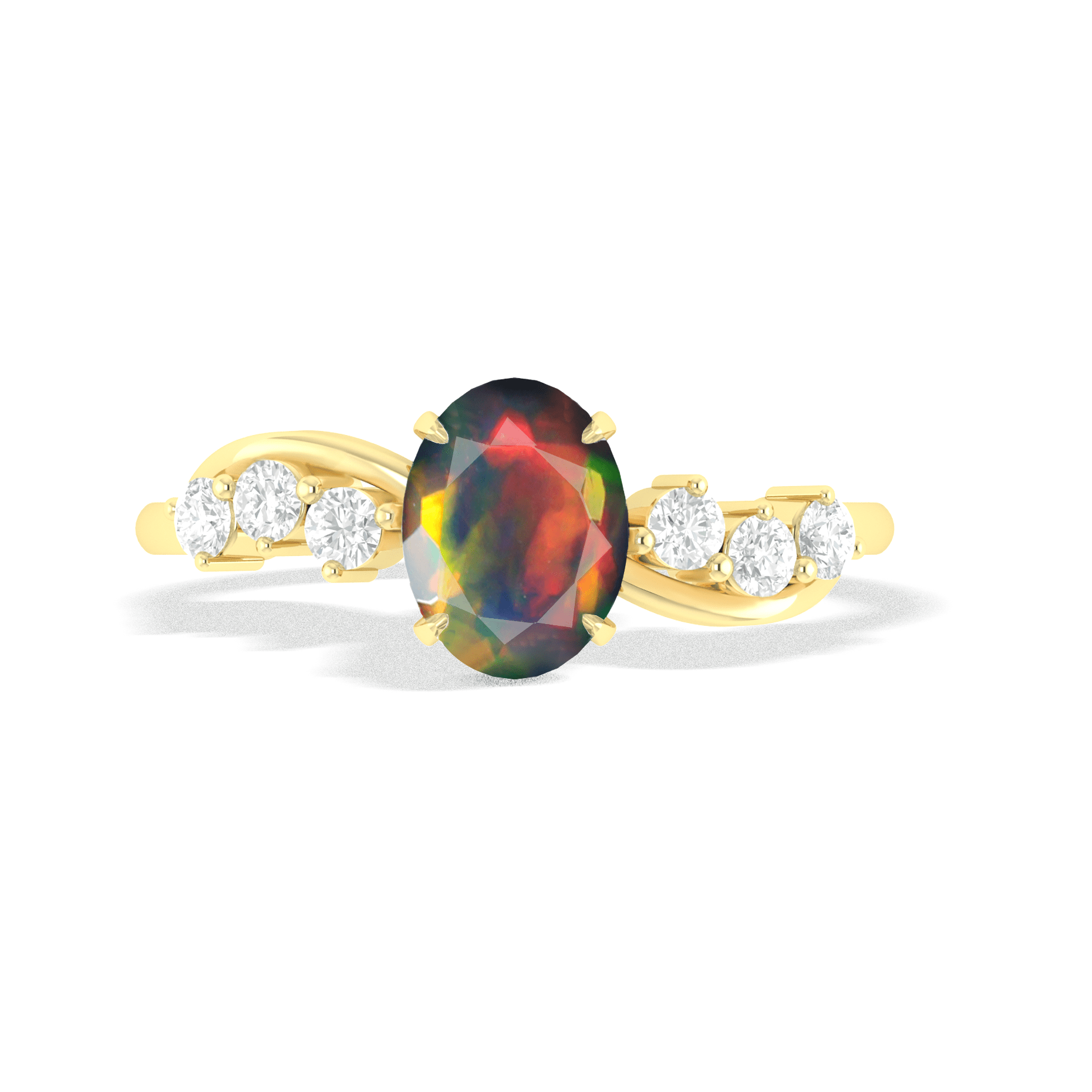 Natural Black Opal Solitaire with Accents Ring with Gold Filled & Sterling Silver - Goodstone Jewels