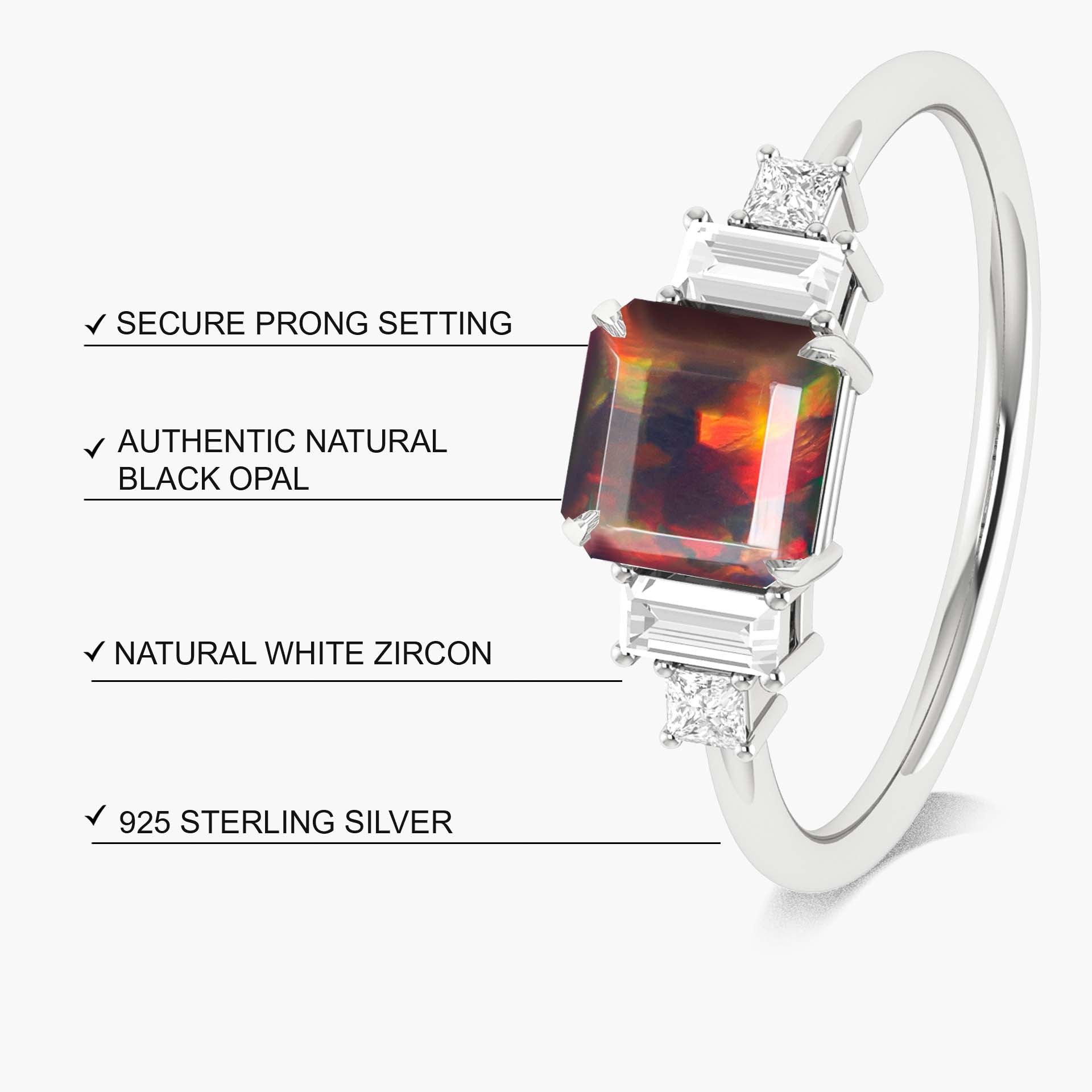 Natural Black Opal Statement Ring in Yellow Gold Filled and Sterling Silver - Goodstone Jewels