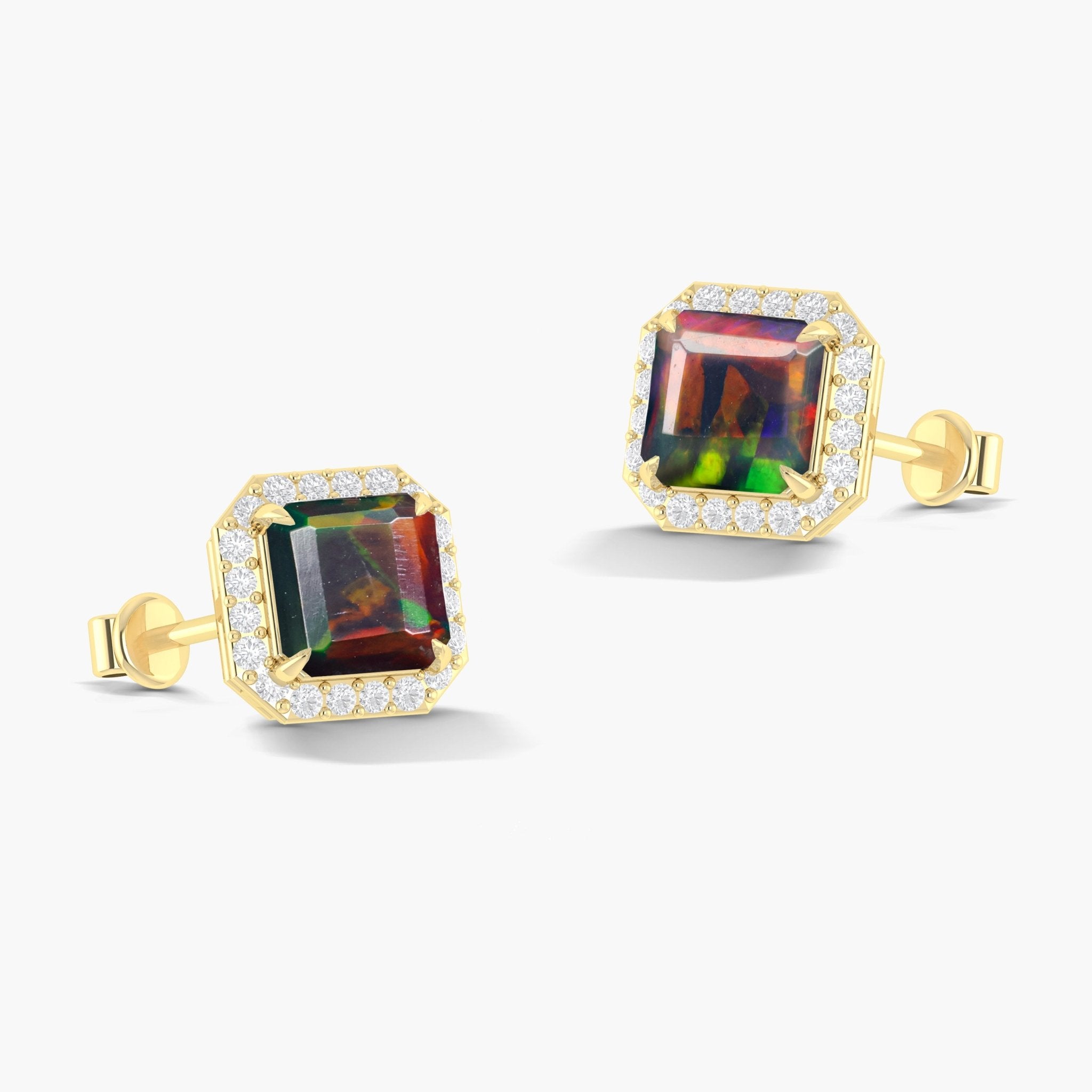 Natural Black Opal Stud Earrings Push Back - Goodstone Jewels