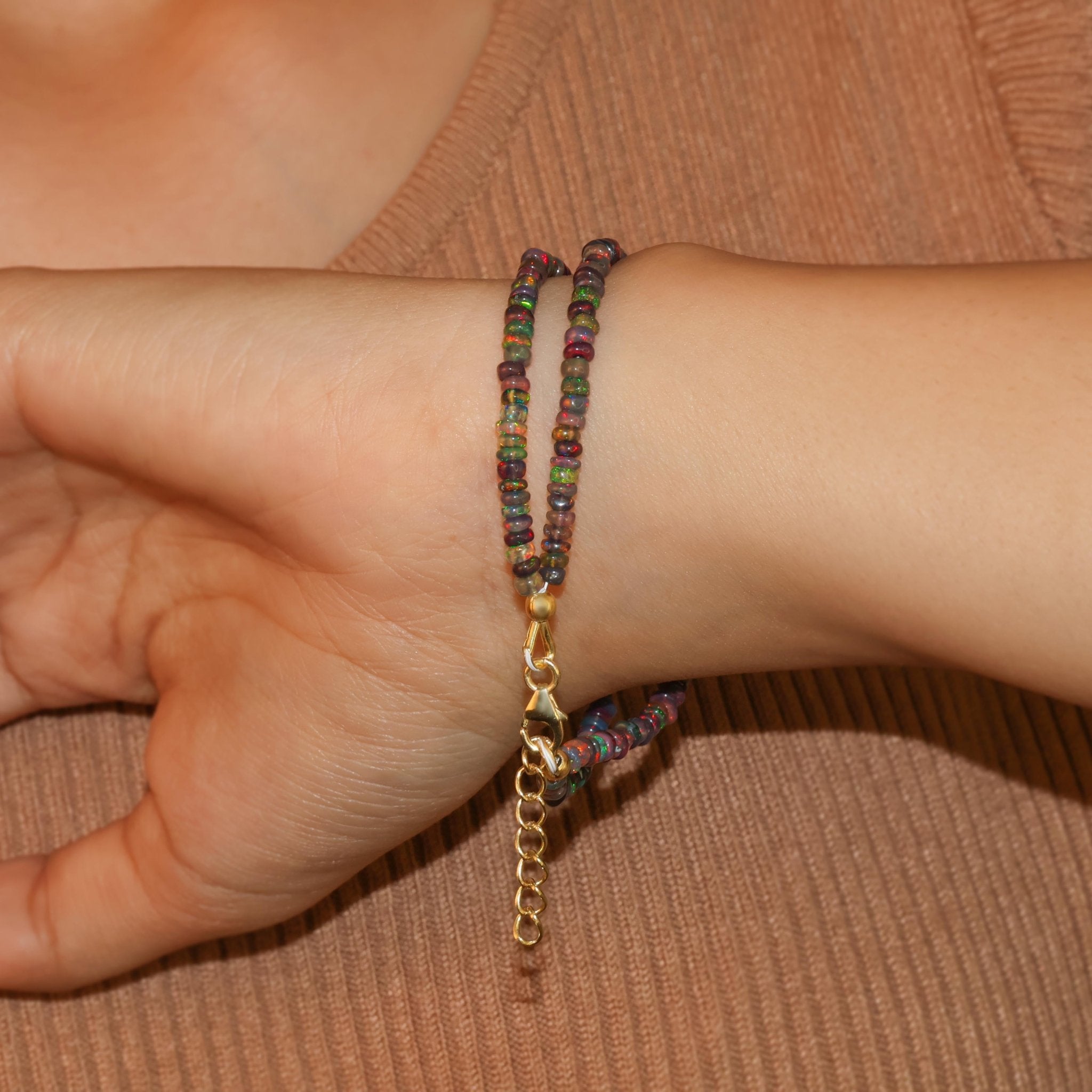 Natural Black Opal Two - Strand Kite Charm Beaded Bracelet - Goodstone Jewels