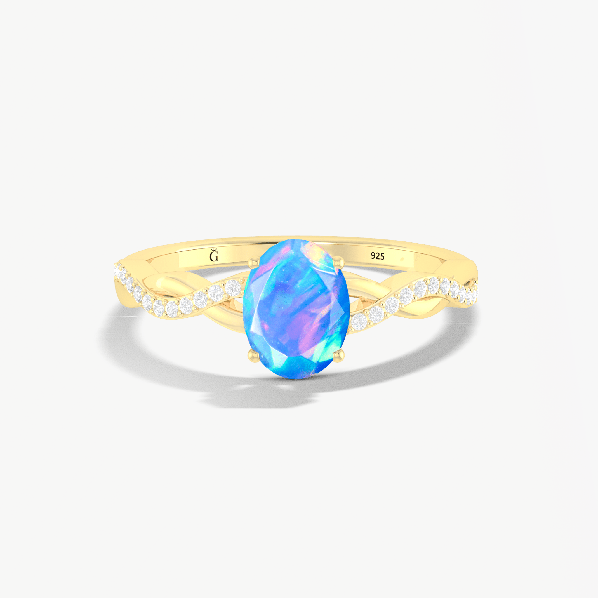 Natural Blue fire dainty oval Ethiopian opal Handcrafted ring - Goodstone Jewels