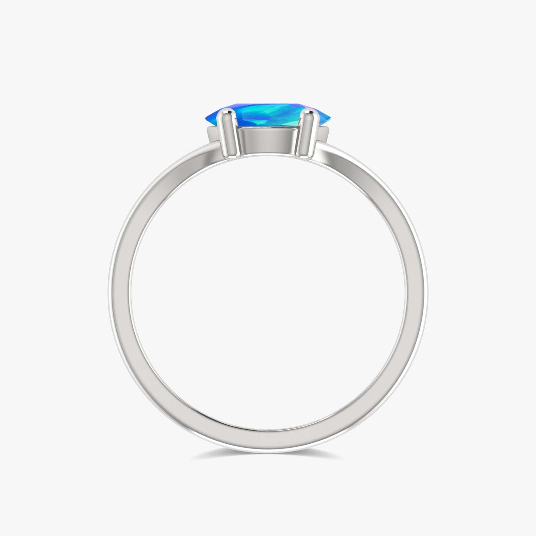 Natural Blue Opal 1.6 Carat Round Shape Solitaire Wedding Ring - Goodstone Jewels