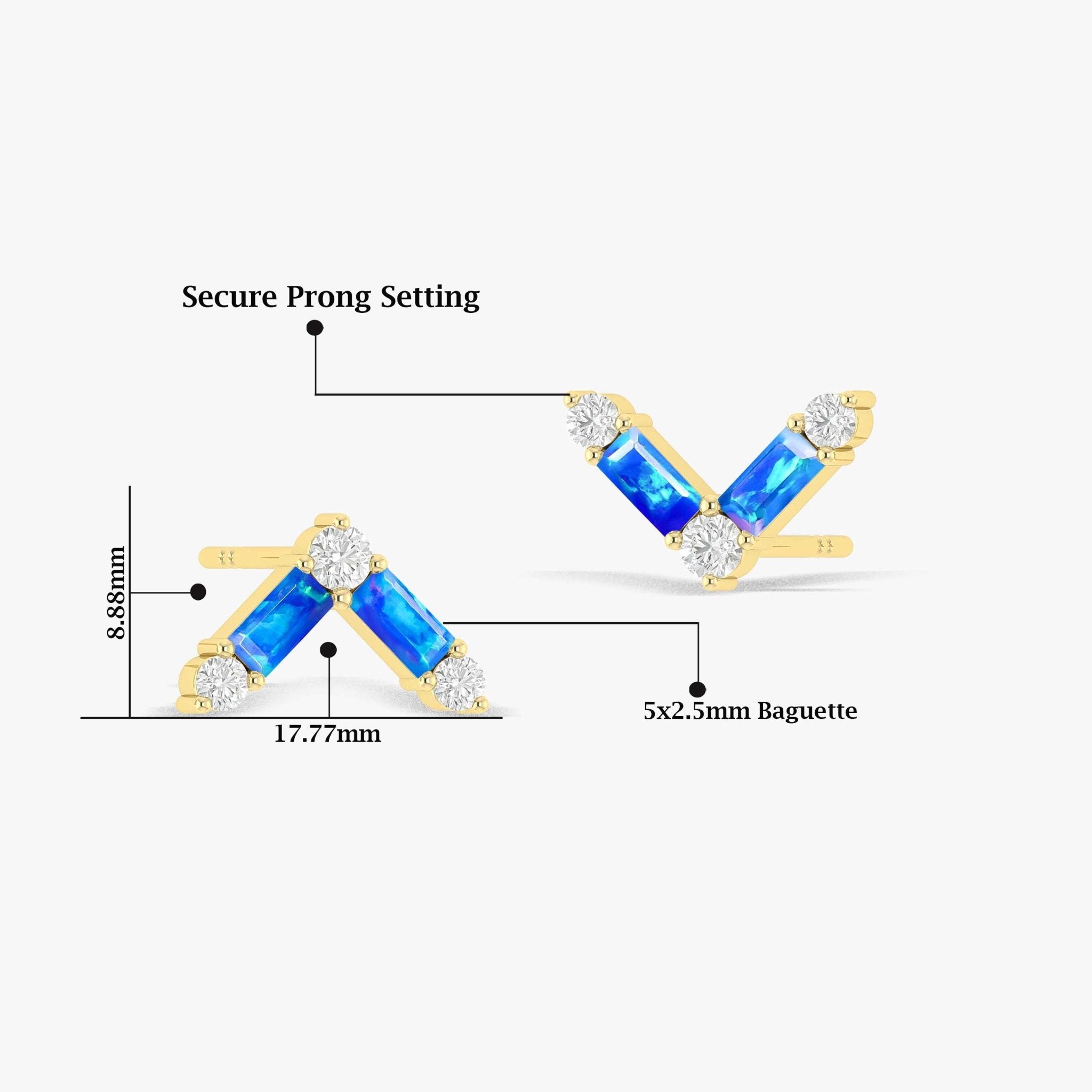 Natural Blue Opal AV Style Stud Earrings - Goodstone Jewels