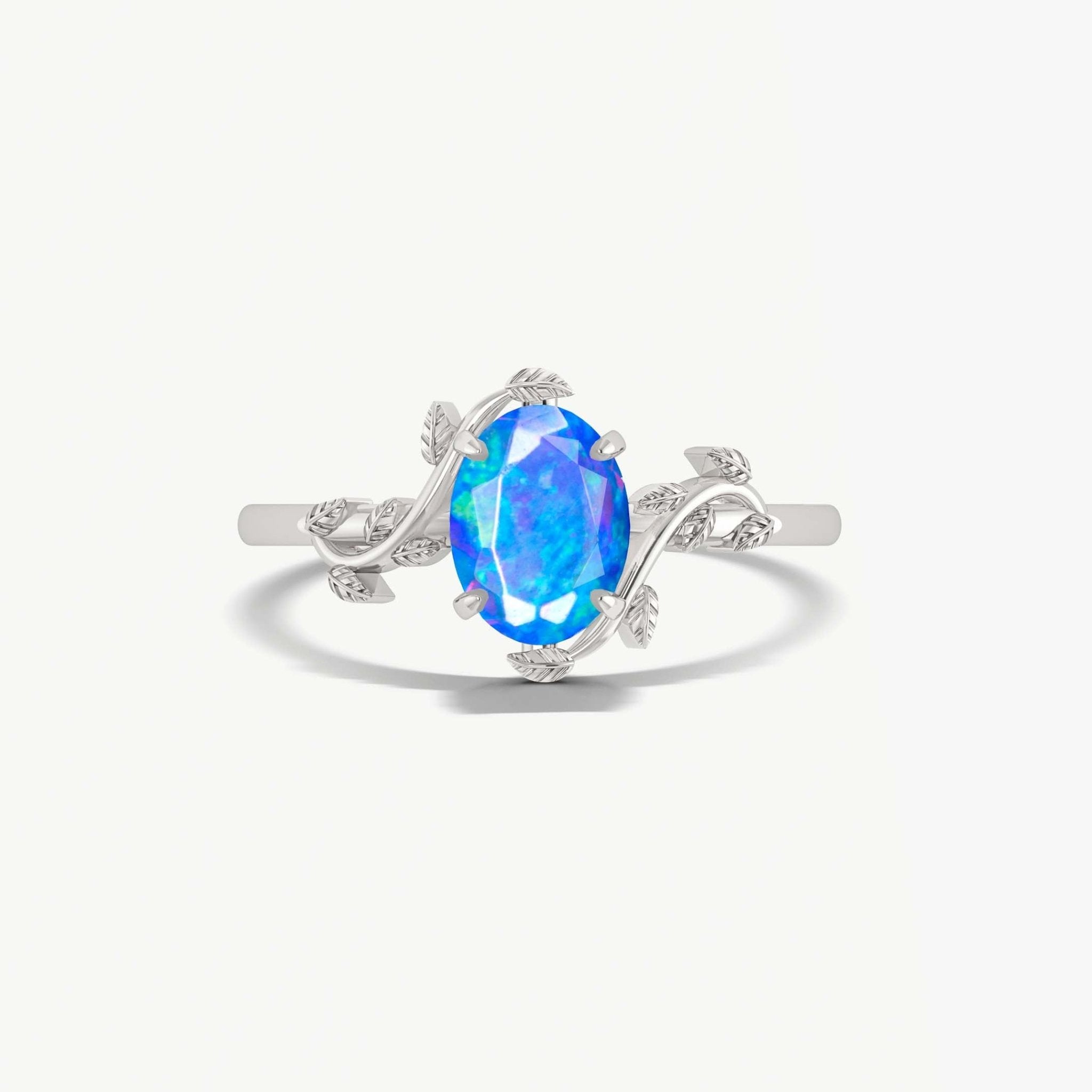 Natural Blue Opal Bypass Leaf Style Ring - Goodstone Jewels